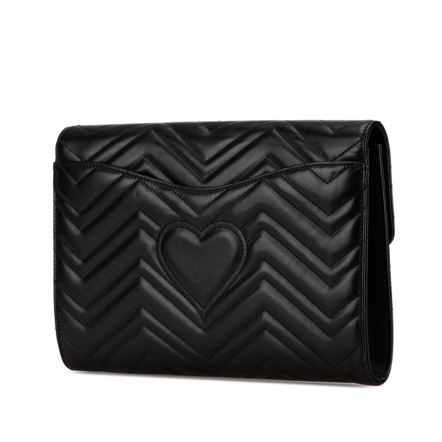 Gucci GG Marmont Flap SHG-WIIc7g Matelasse Leather Calf Black Clutch Bag