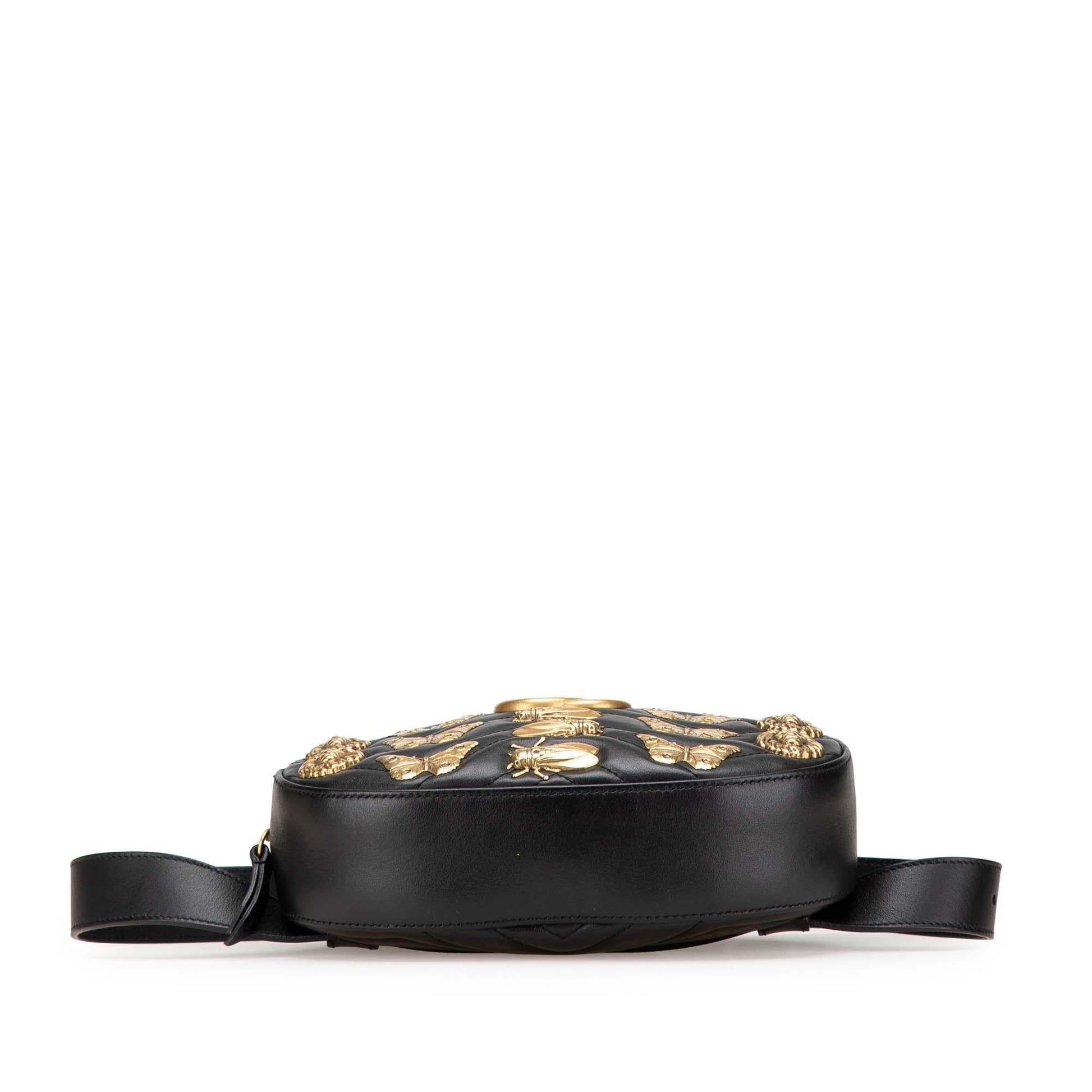 Gucci GG Marmont Animalier Belt Matelasse Leather Calf Black Accessory
