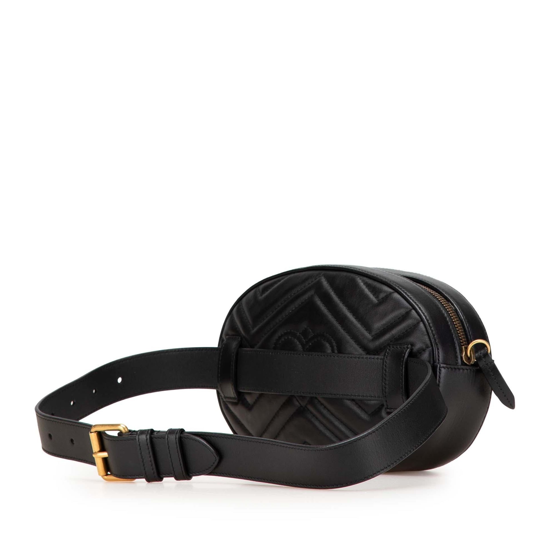Gucci GG Marmont Animalier Belt Matelasse Leather Calf Black Accessory