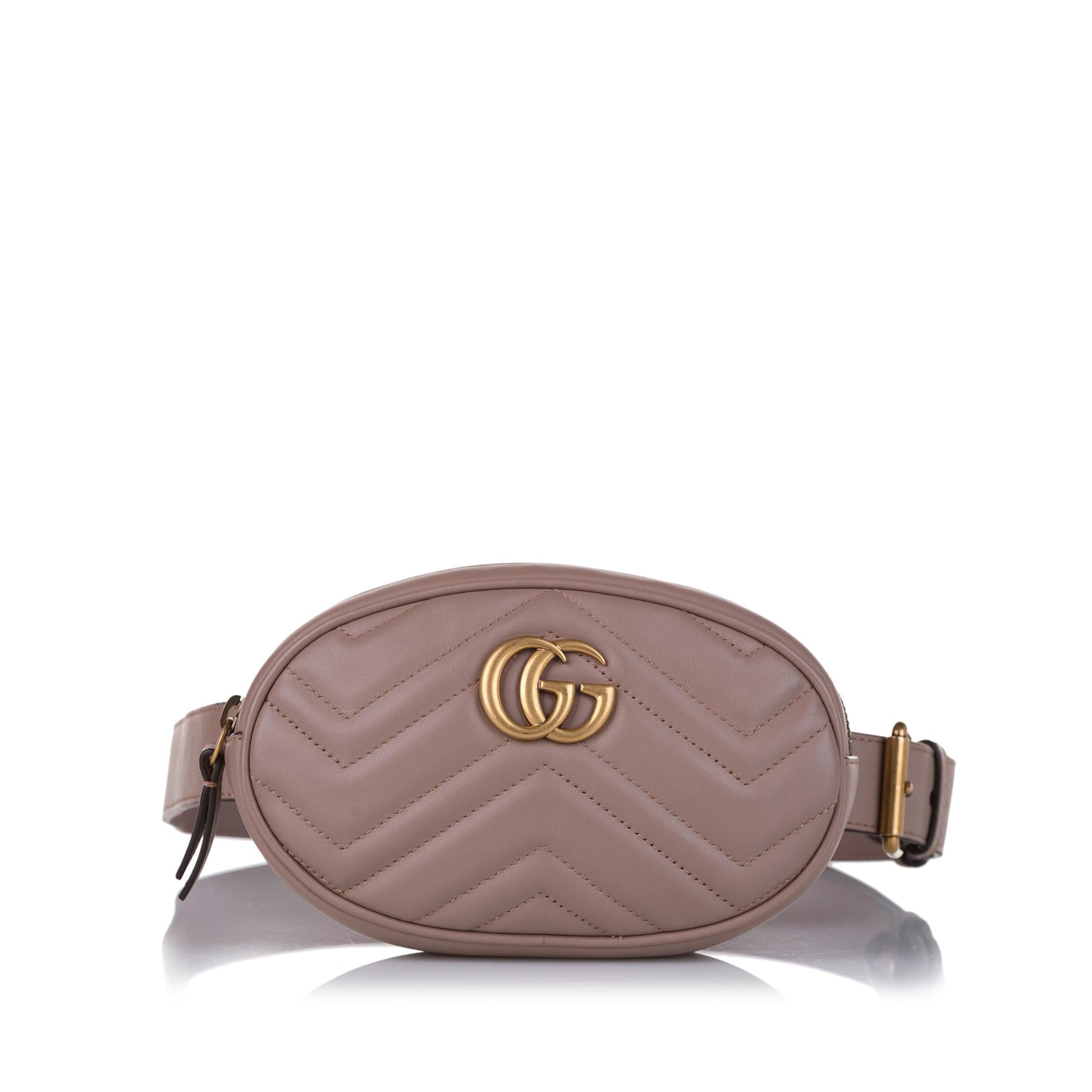 Gucci GG Marmont Belt SHG-pWmlJw Matelasse Leather Calf Brown Accessory