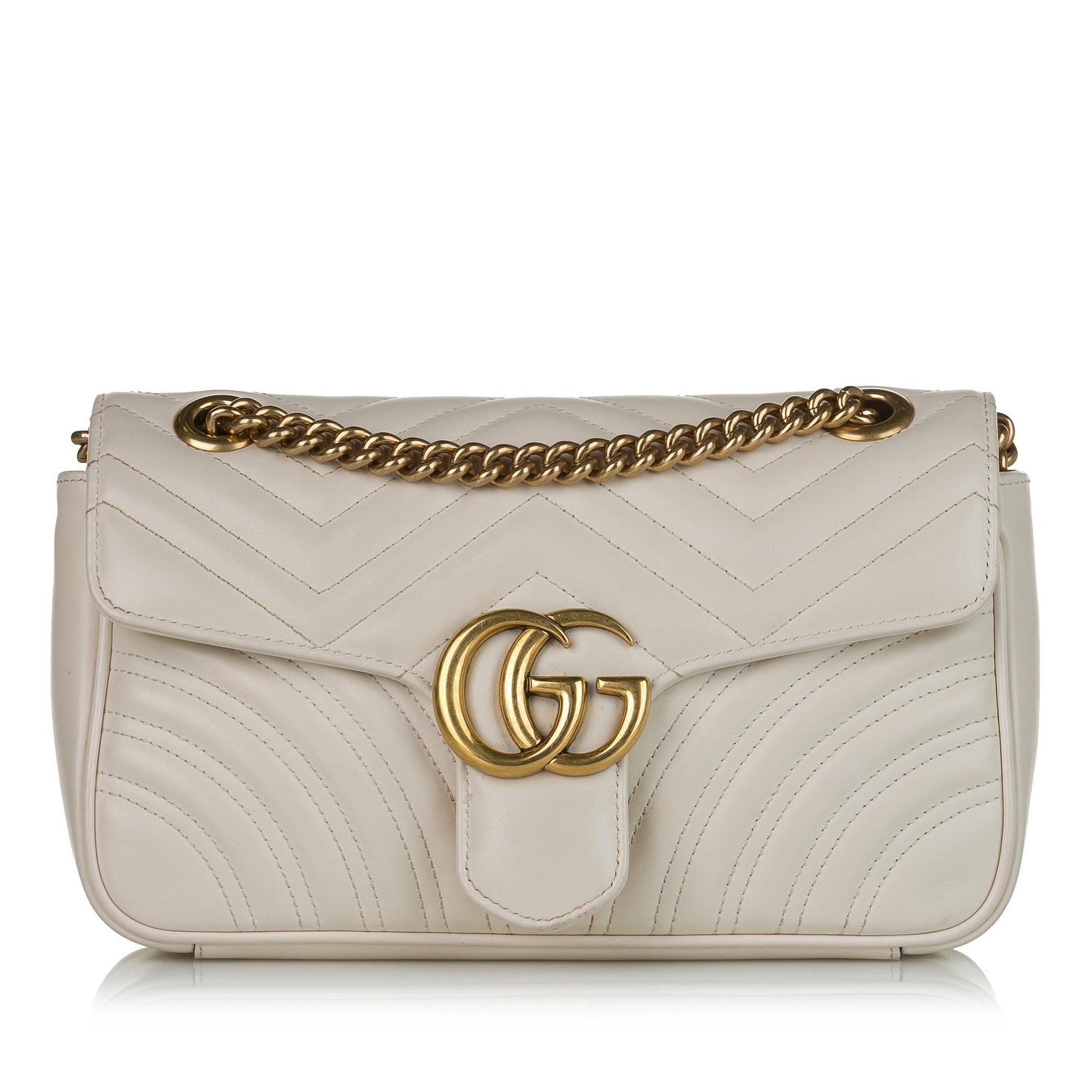 Gucci GG Marmont SHG Matelasse Leather Calf White Crossbody Bag