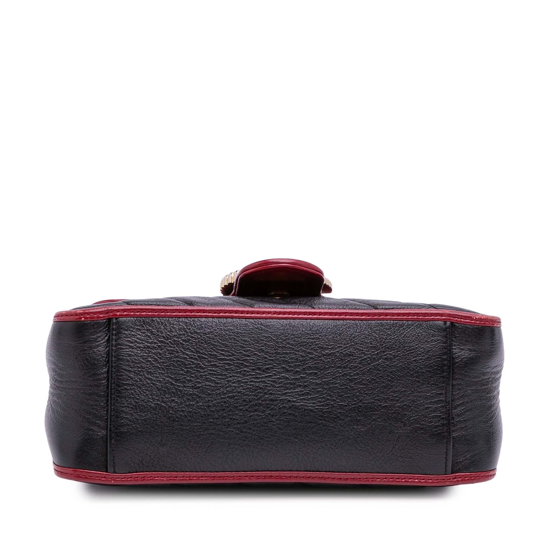 Gucci GG Marmont Torchon Top Handle Matelasse Leather Calf Black Satchel Bag