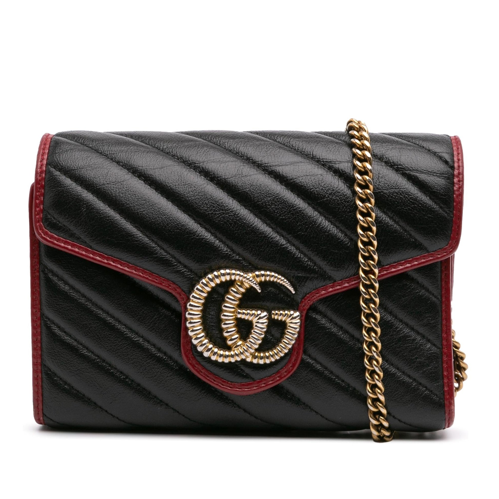 Gucci GG Marmont Torchon Wallet On Matelasse Leather Calf Black Crossbody Bag