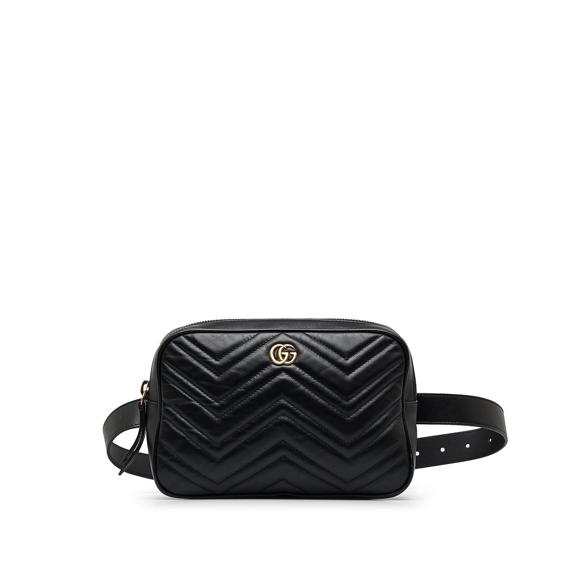 Gucci GG Marmont Square Belt SHG-zhfOJS Matelasse Calf Black Accessory