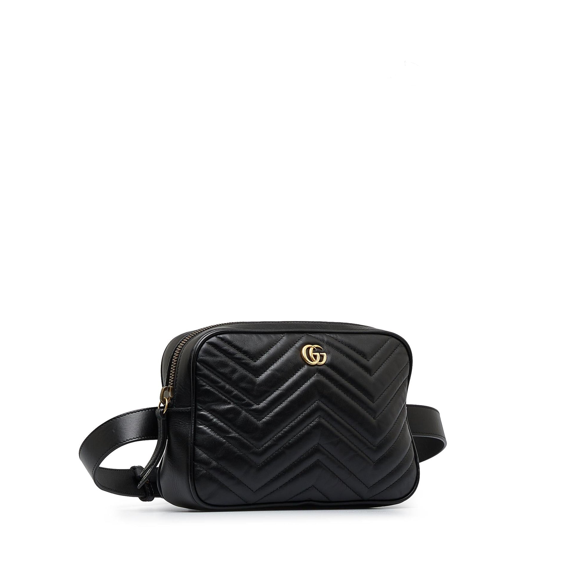 Gucci GG Marmont Square Belt SHG-zhfOJS Matelasse Calf Black Accessory