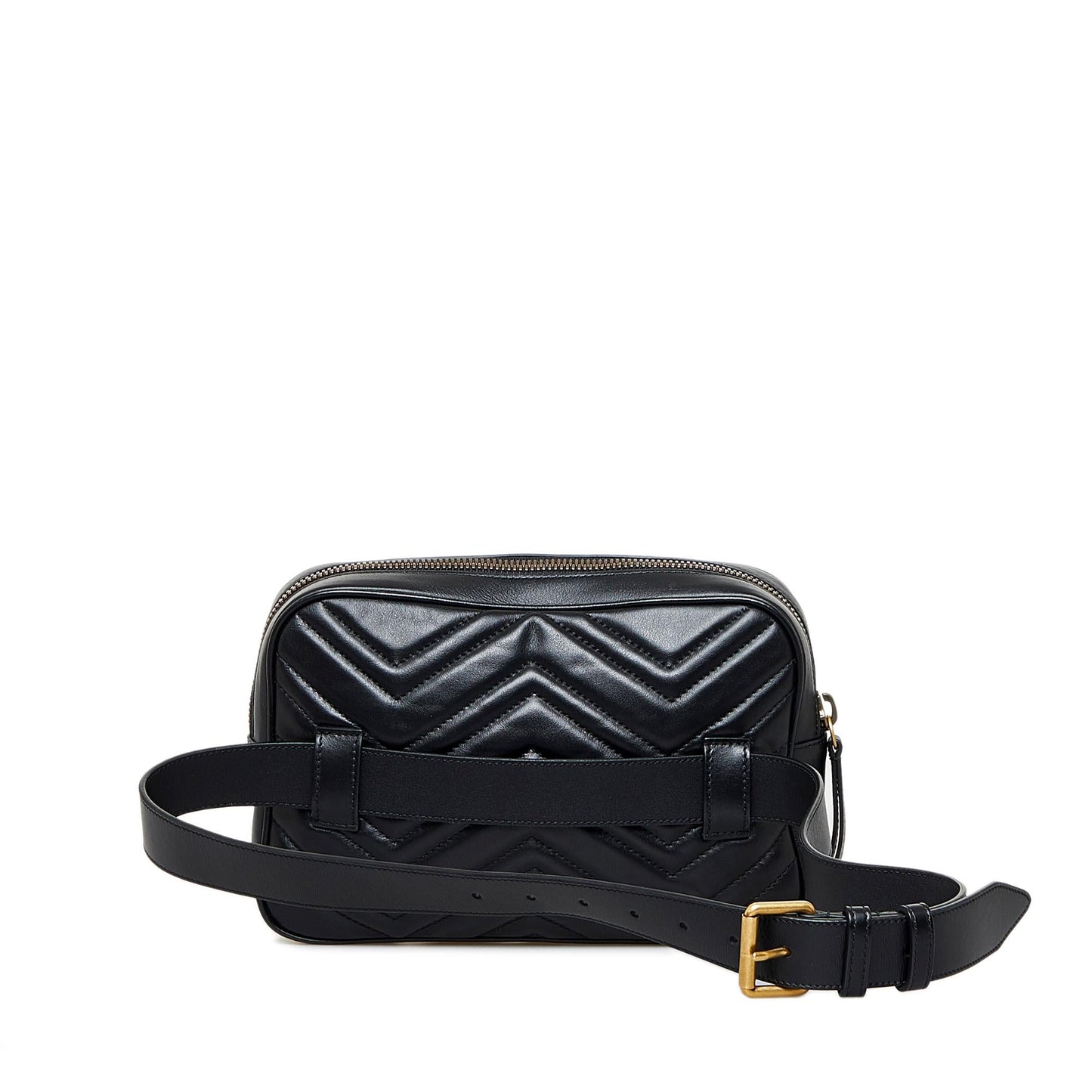 Gucci GG Marmont Square Belt SHG-wwReIG Matelasse Calf Black Accessory