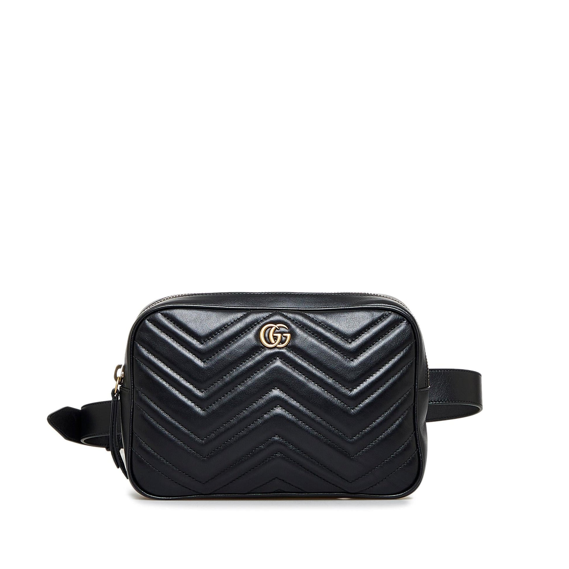 Gucci GG Marmont Square Belt SHG-wwReIG Matelasse Calf Black Accessory