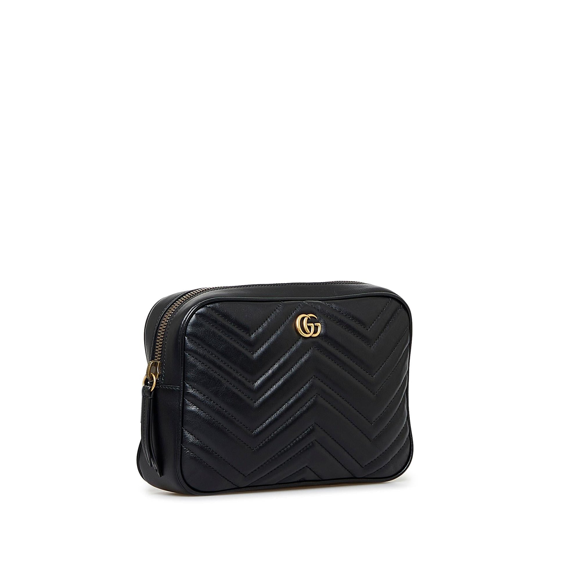 Gucci GG Marmont Square Belt SHG-wwReIG Matelasse Calf Black Accessory