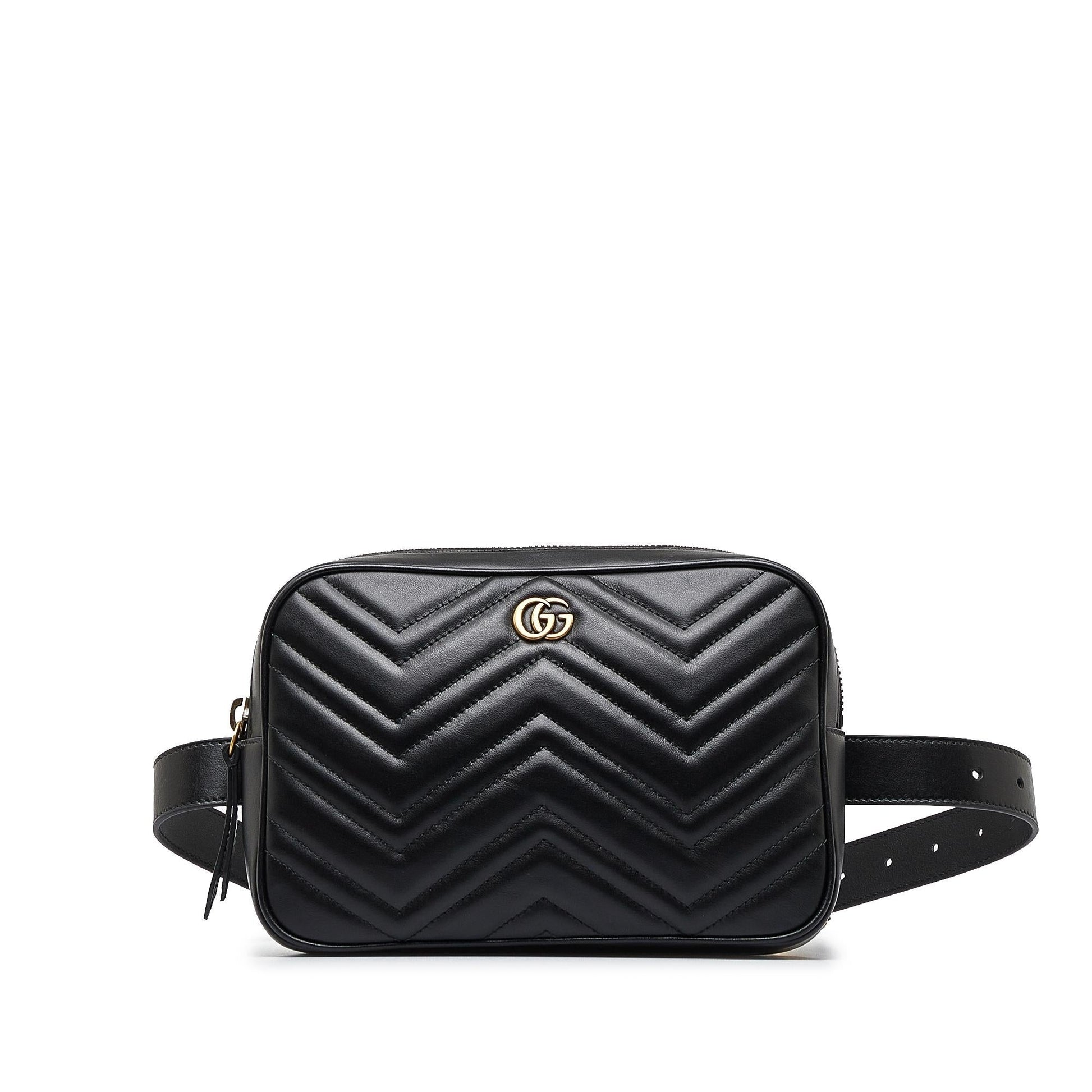 Gucci GG Marmont Square Belt SHG-zYxANO Matelasse Calf Black Accessory