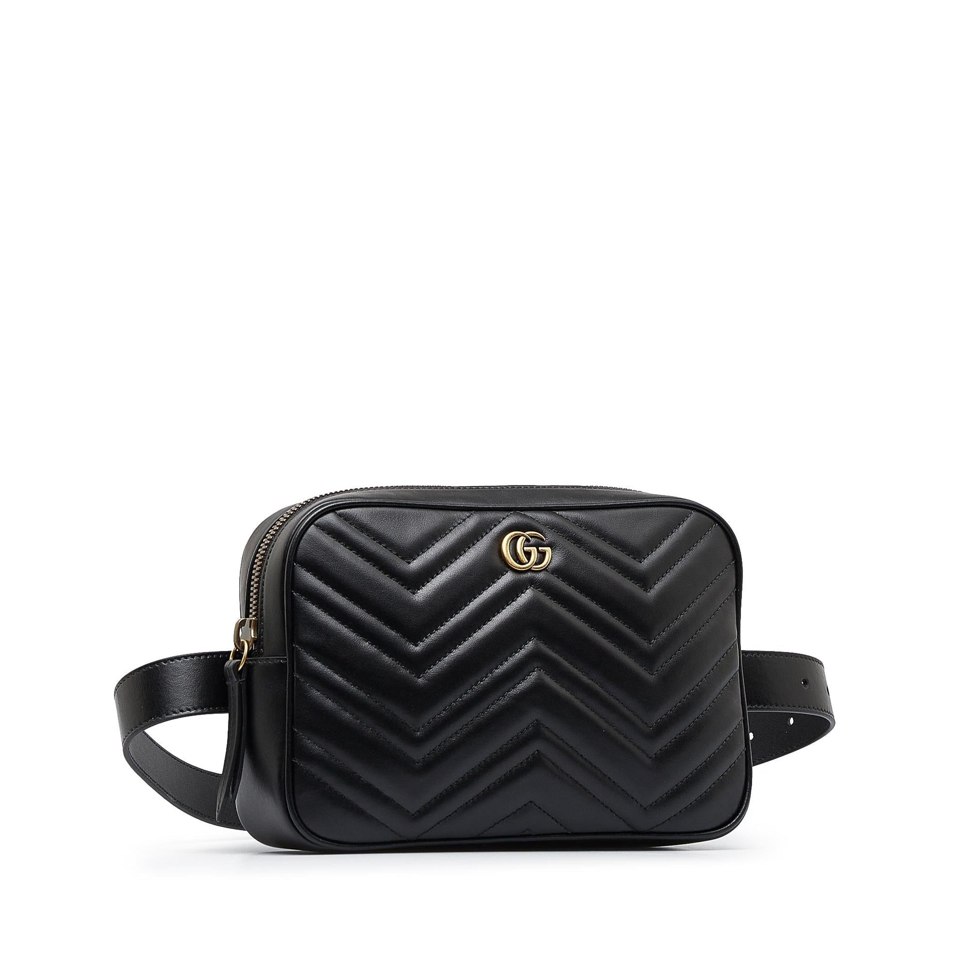 Gucci GG Marmont Square Belt SHG-zYxANO Matelasse Calf Black Accessory