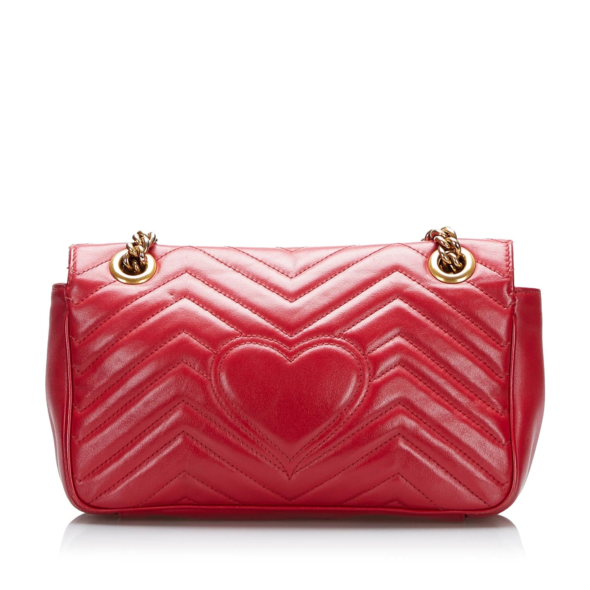 Gucci GG Marmont SHG-Xhw38m Matelasse Calf Red Shoulder Bag