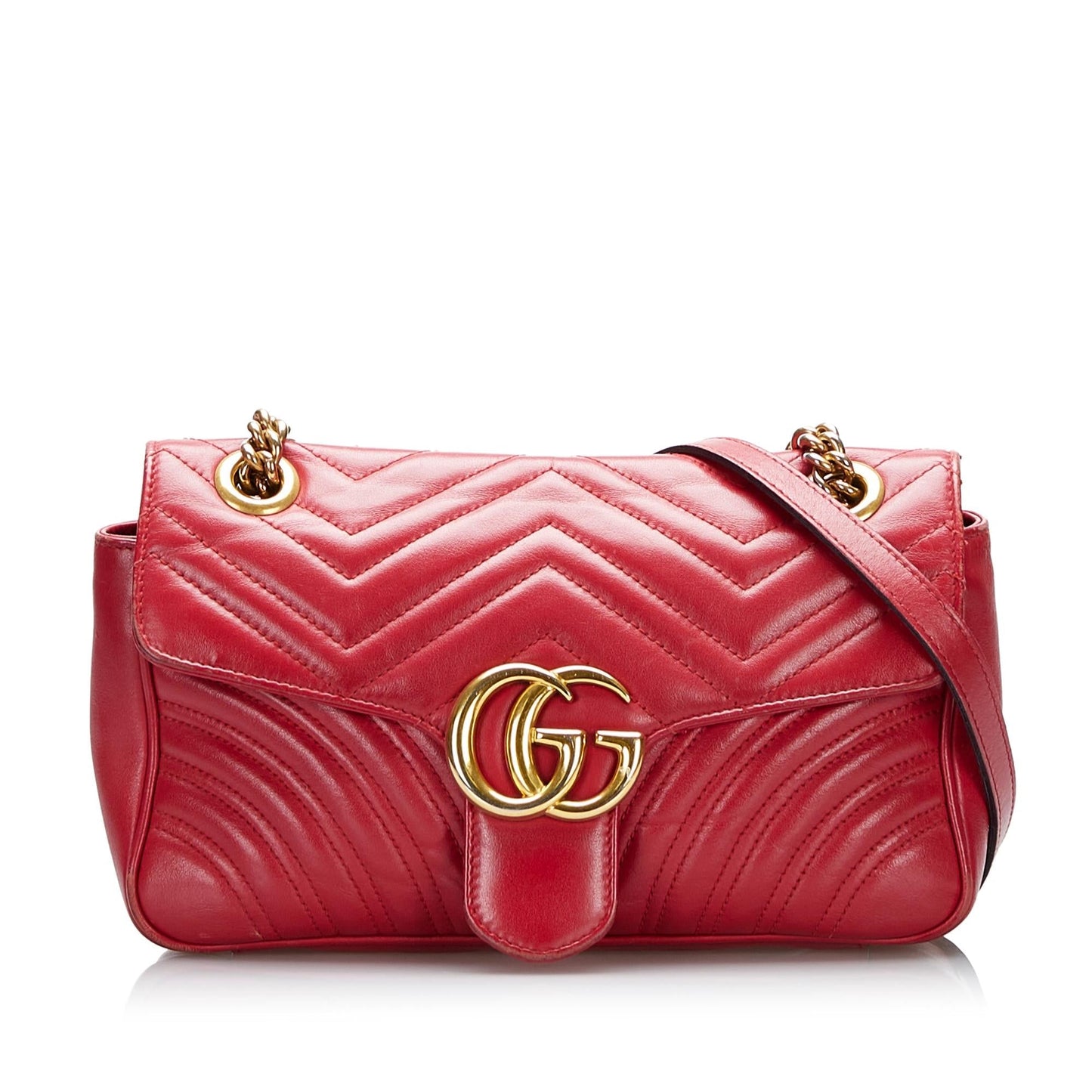 Gucci GG Marmont SHG-Xhw38m Matelasse Calf Red Shoulder Bag