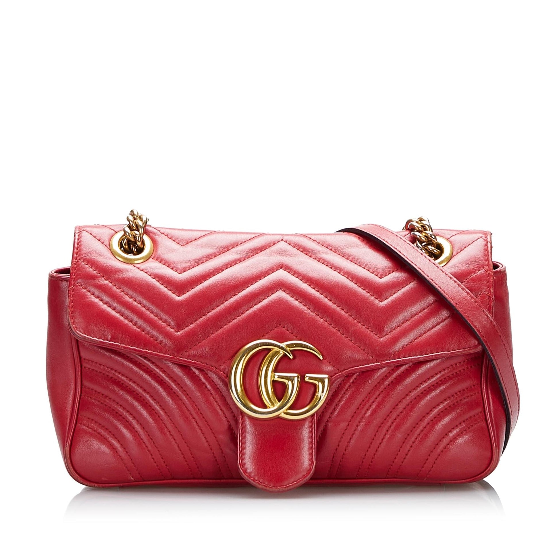 Gucci GG Marmont SHG-Xhw38m Matelasse Calf Red Shoulder Bag