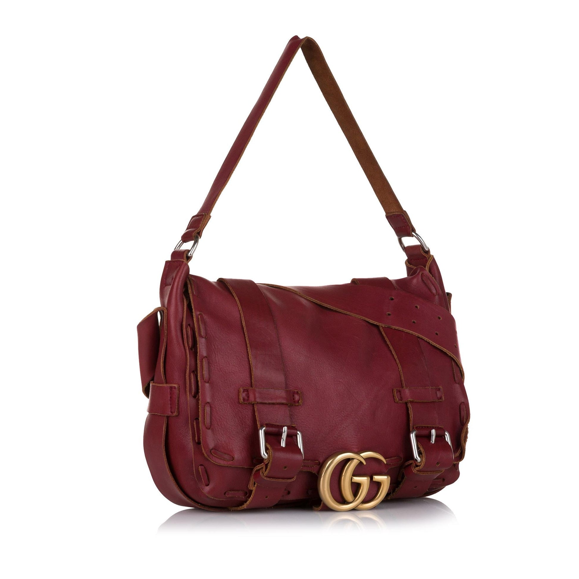 Gucci GG Marmont Messenger SHG-KLw8jd Calf Red Crossbody Bag