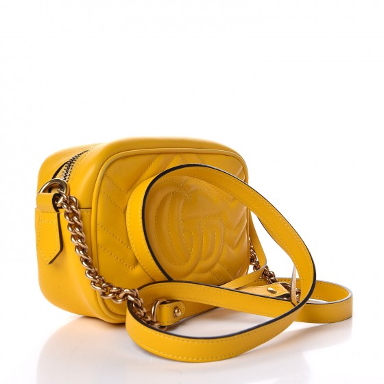 Gucci GG Marmont Yellow Matelasse Calfskin Mini Shoulder Bag
