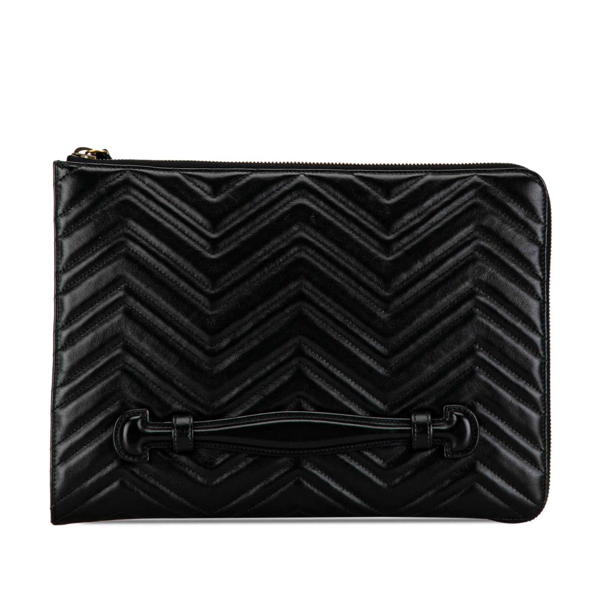 Gucci GG Marmont Portfolio SHG-q2dVGz Calf Black Clutch Bag
