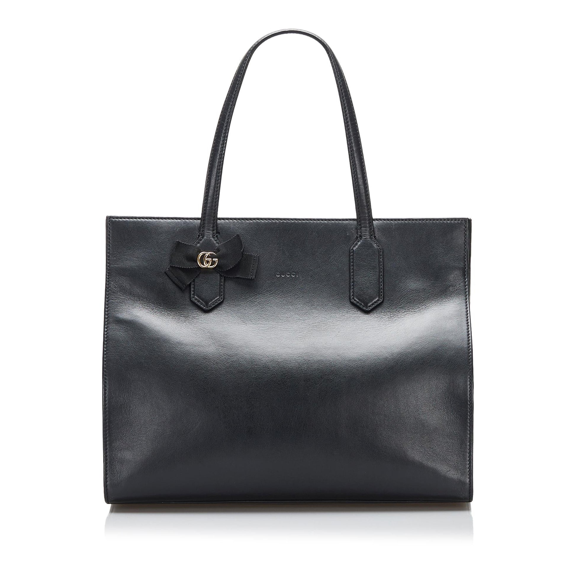 Gucci GG Marmont Ribbon SHG-VJBeBV Calf Black Tote Bag
