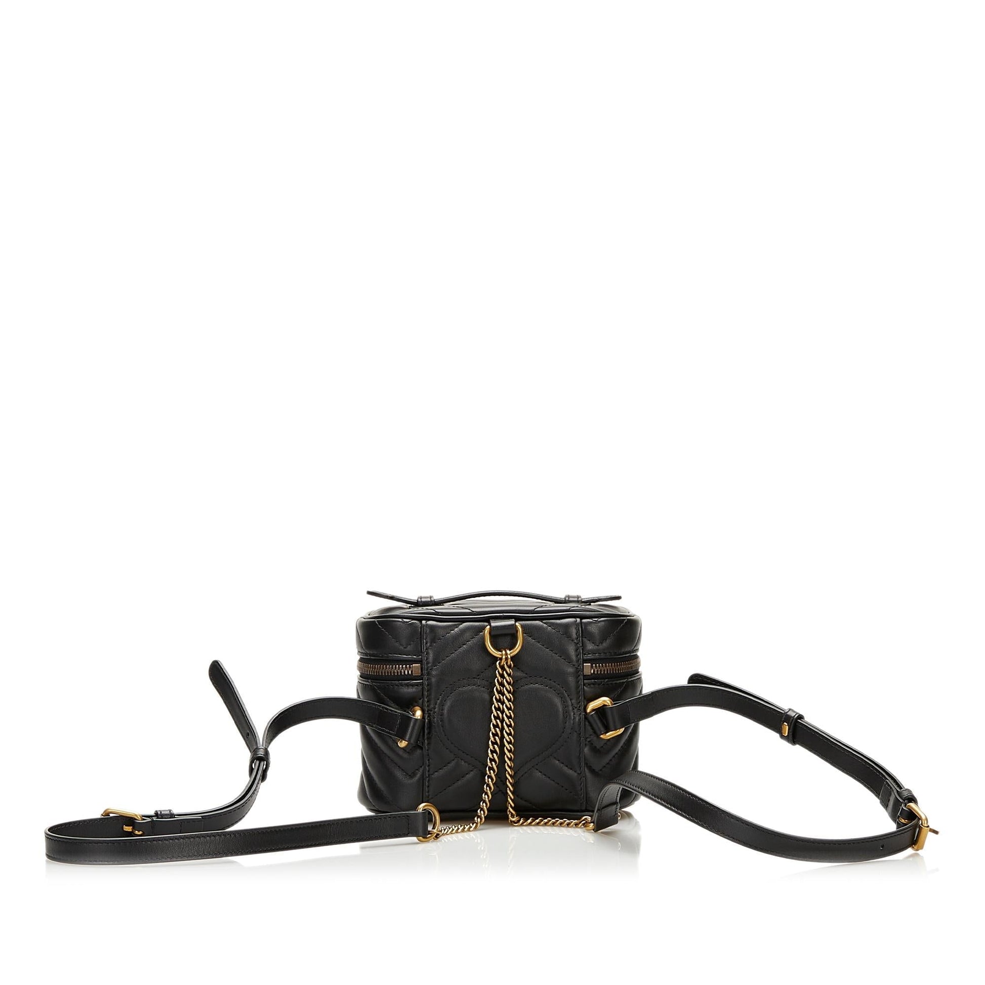 Gucci GG Marmont Round Backpack SHG Calf Black