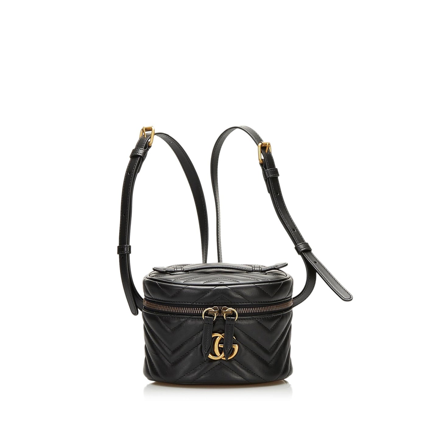 Gucci GG Marmont Round Backpack SHG Calf Black