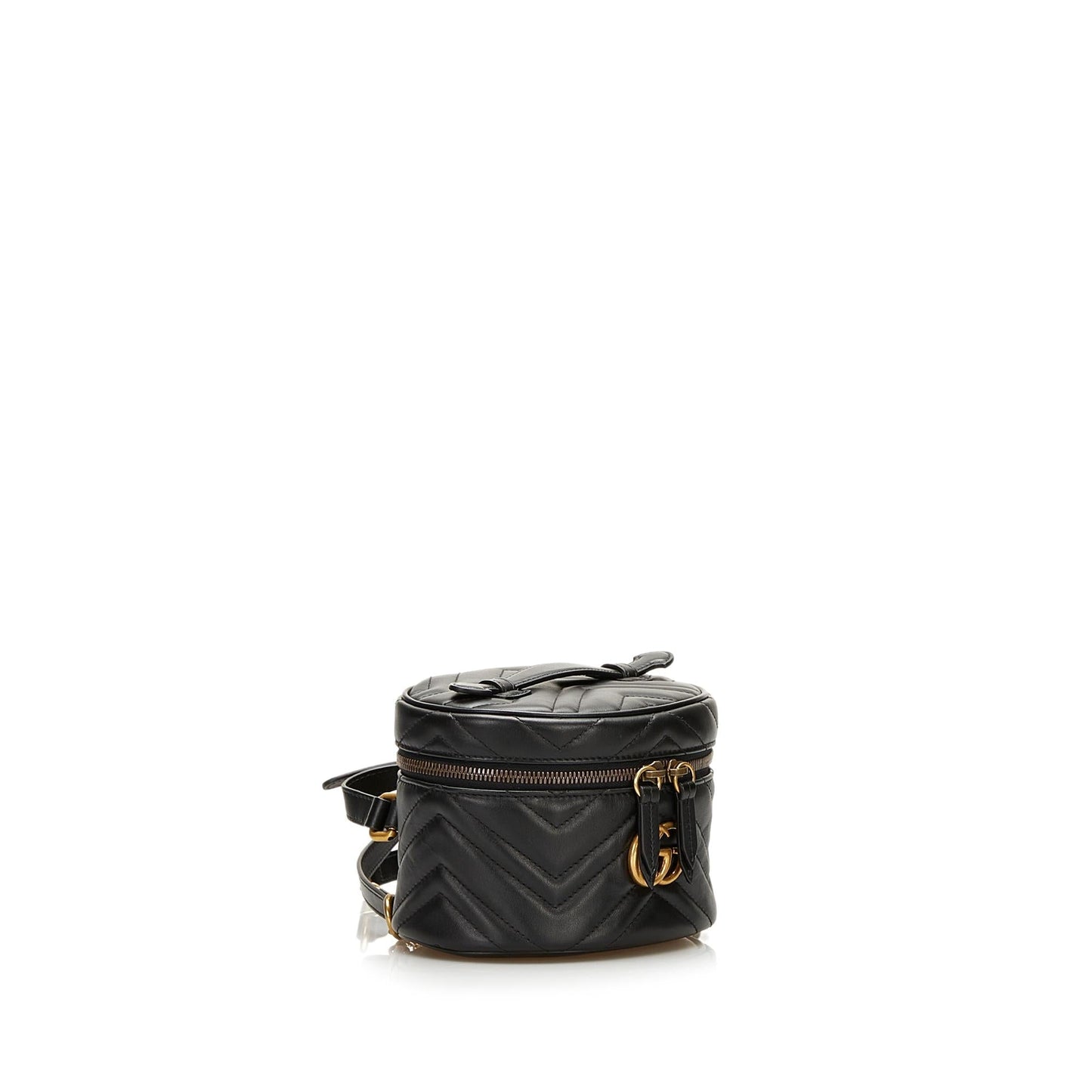 Gucci GG Marmont Round Backpack SHG Calf Black