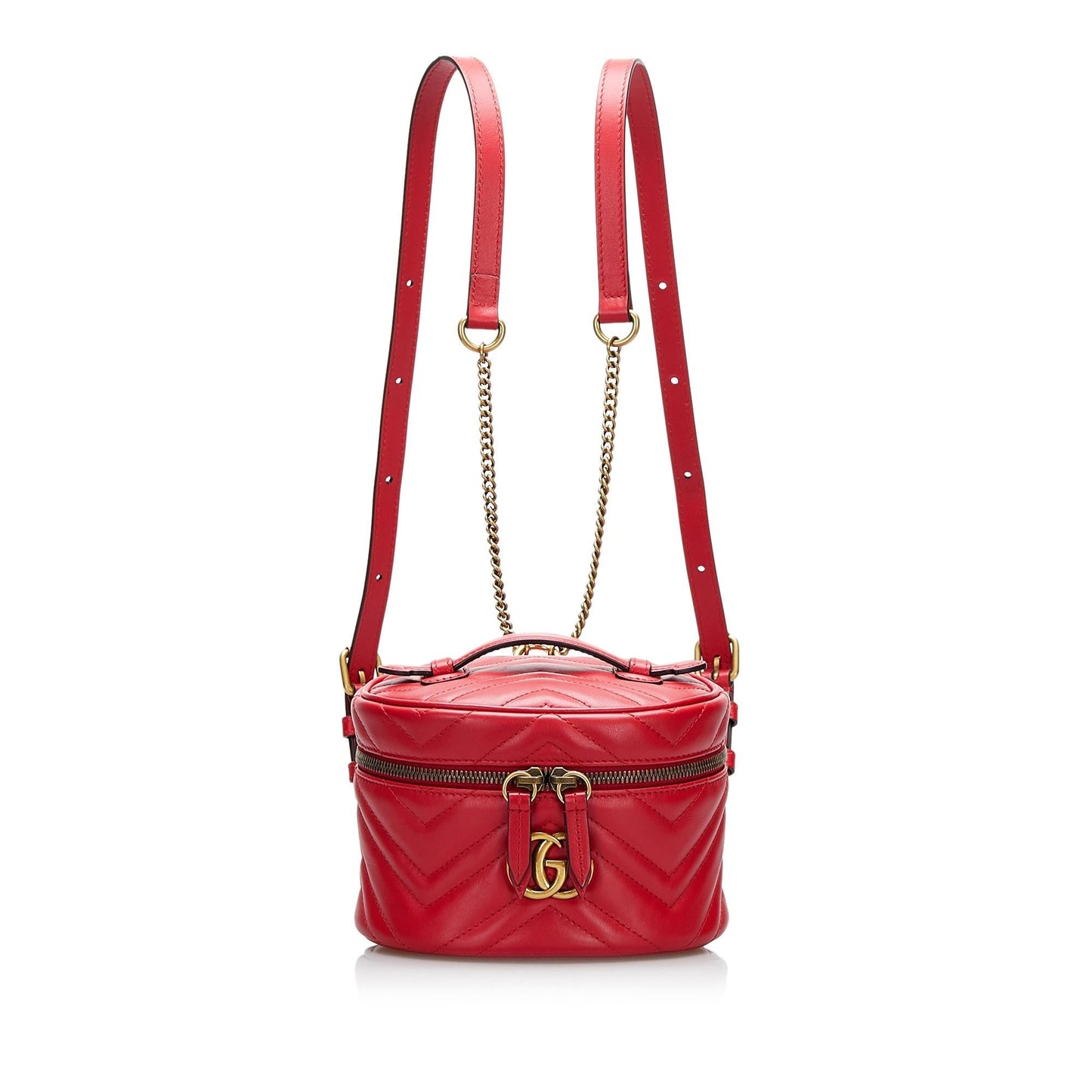 Gucci GG Marmont Round Backpack SHG-4Vb8t5 Calf Red