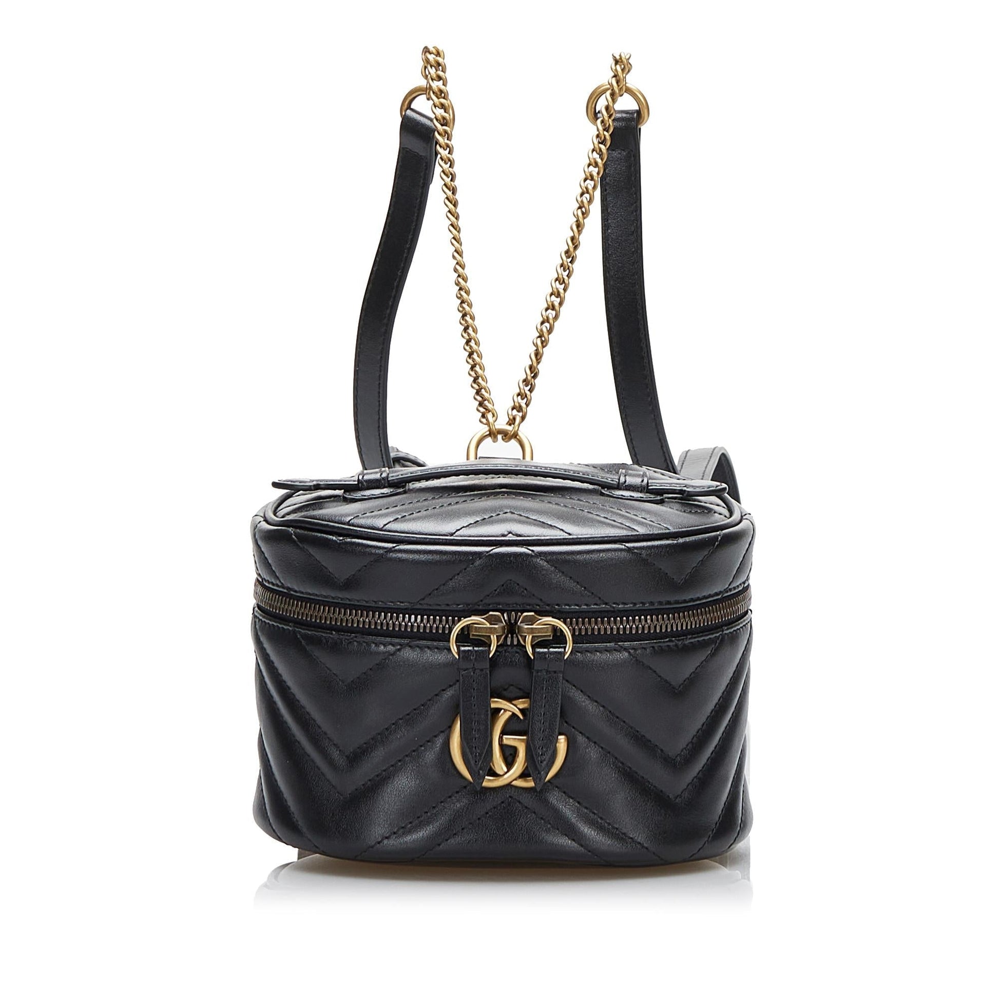 Gucci GG Marmont Round Backpack SHG-EZMQ5g Calf Black