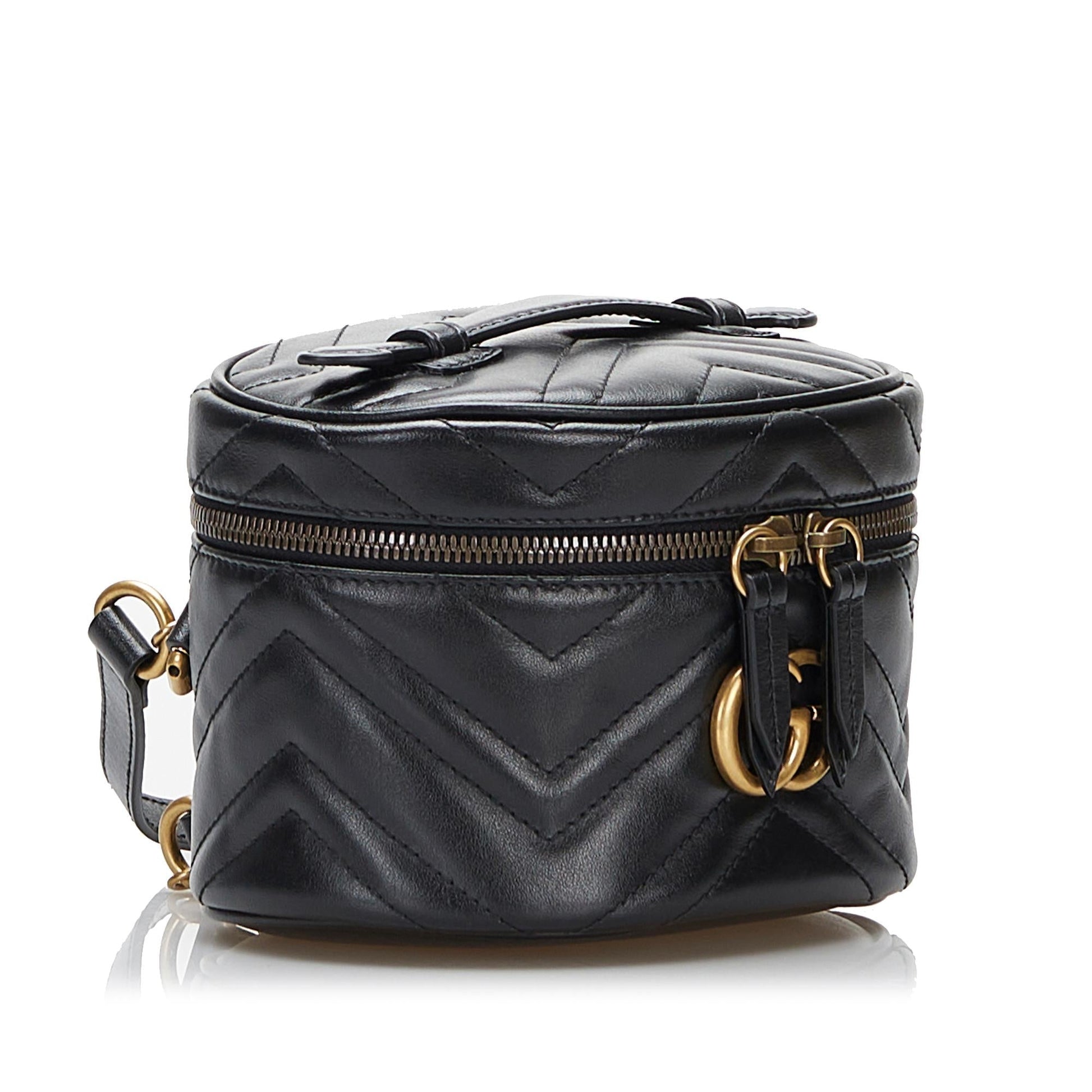 Gucci GG Marmont Round Backpack SHG-EZMQ5g Calf Black