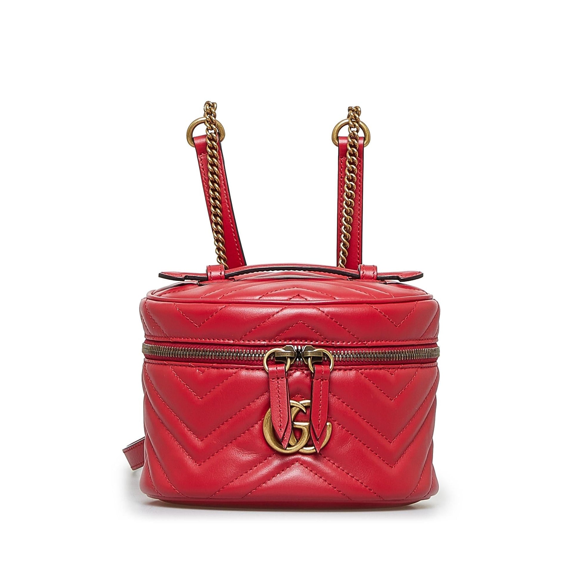 Gucci GG Marmont Round Backpack SHG-0iapzX Calf Red