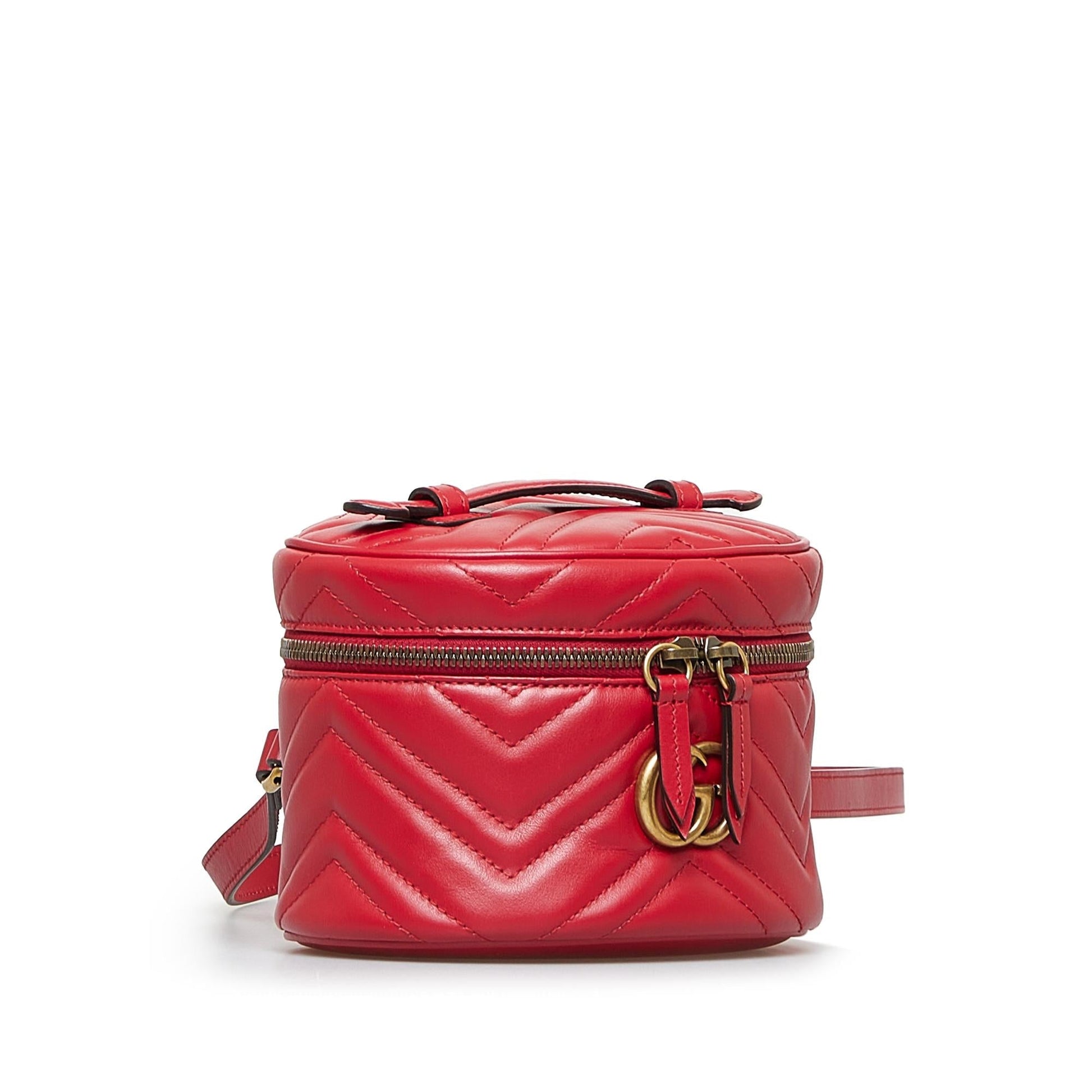 Gucci GG Marmont Round Backpack SHG-0iapzX Calf Red