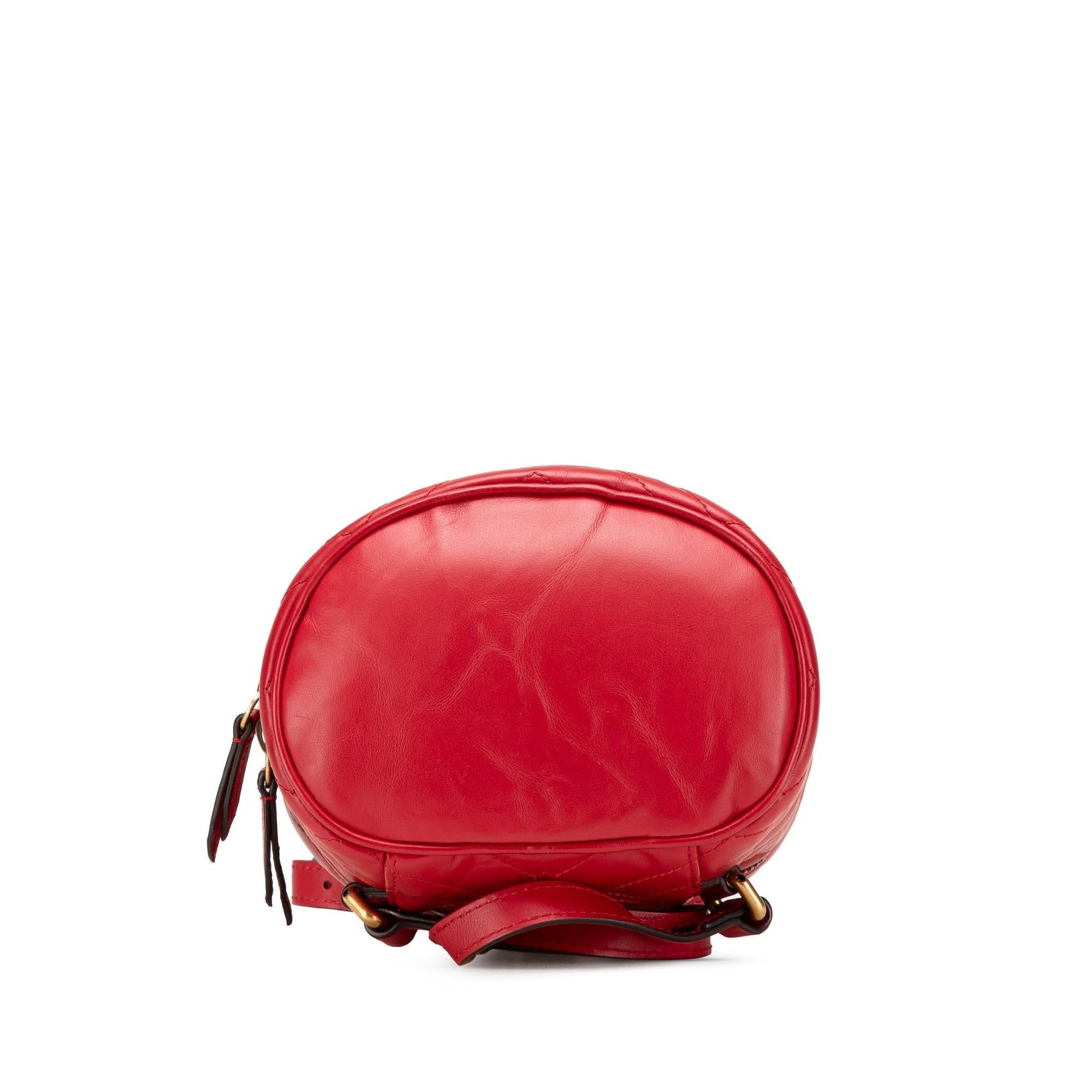 Gucci GG Marmont Round Backpack Matelasse Leather Calf Red