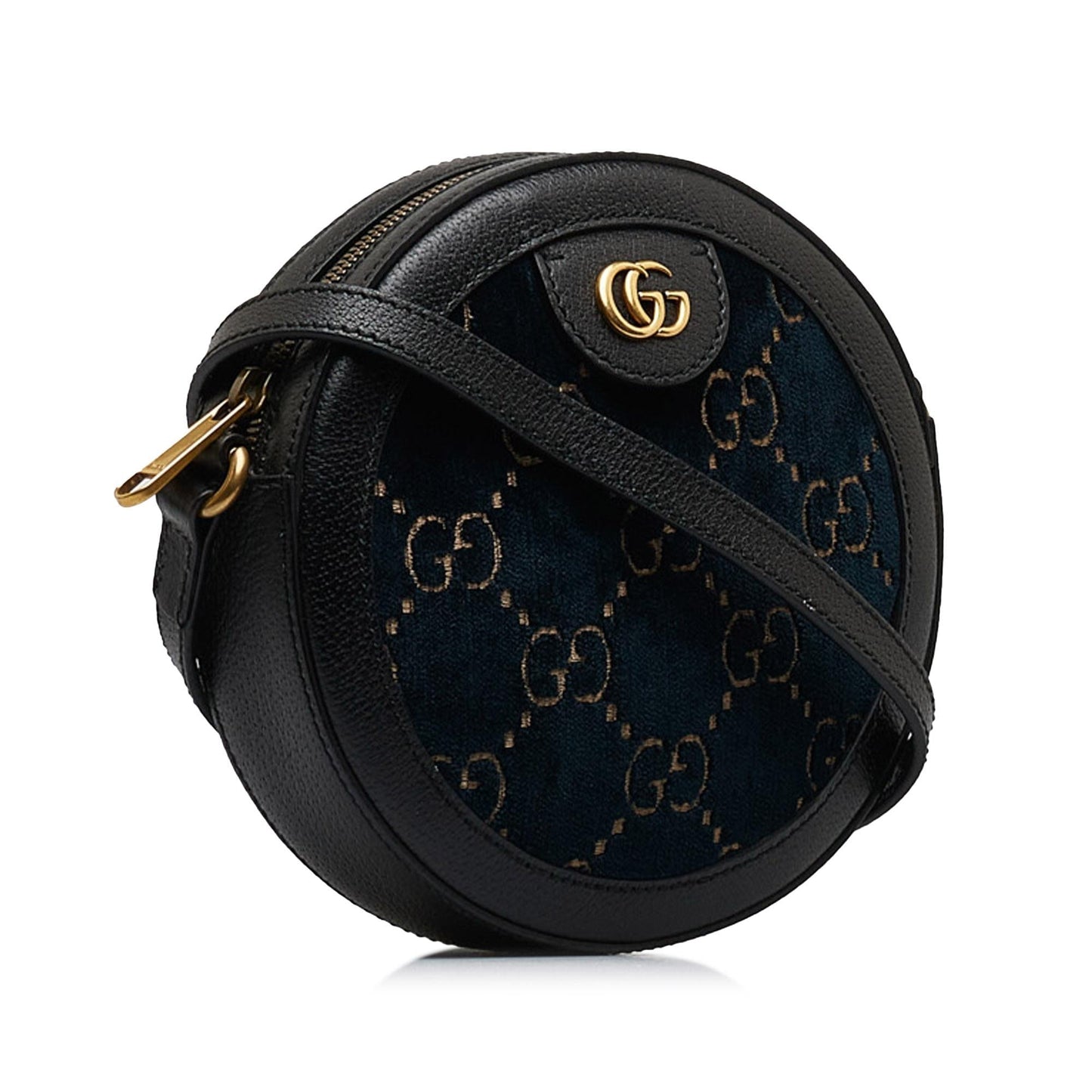 Gucci GG Marmont Round Velvet SHG-dhtY0e Black Blue Crossbody Bag