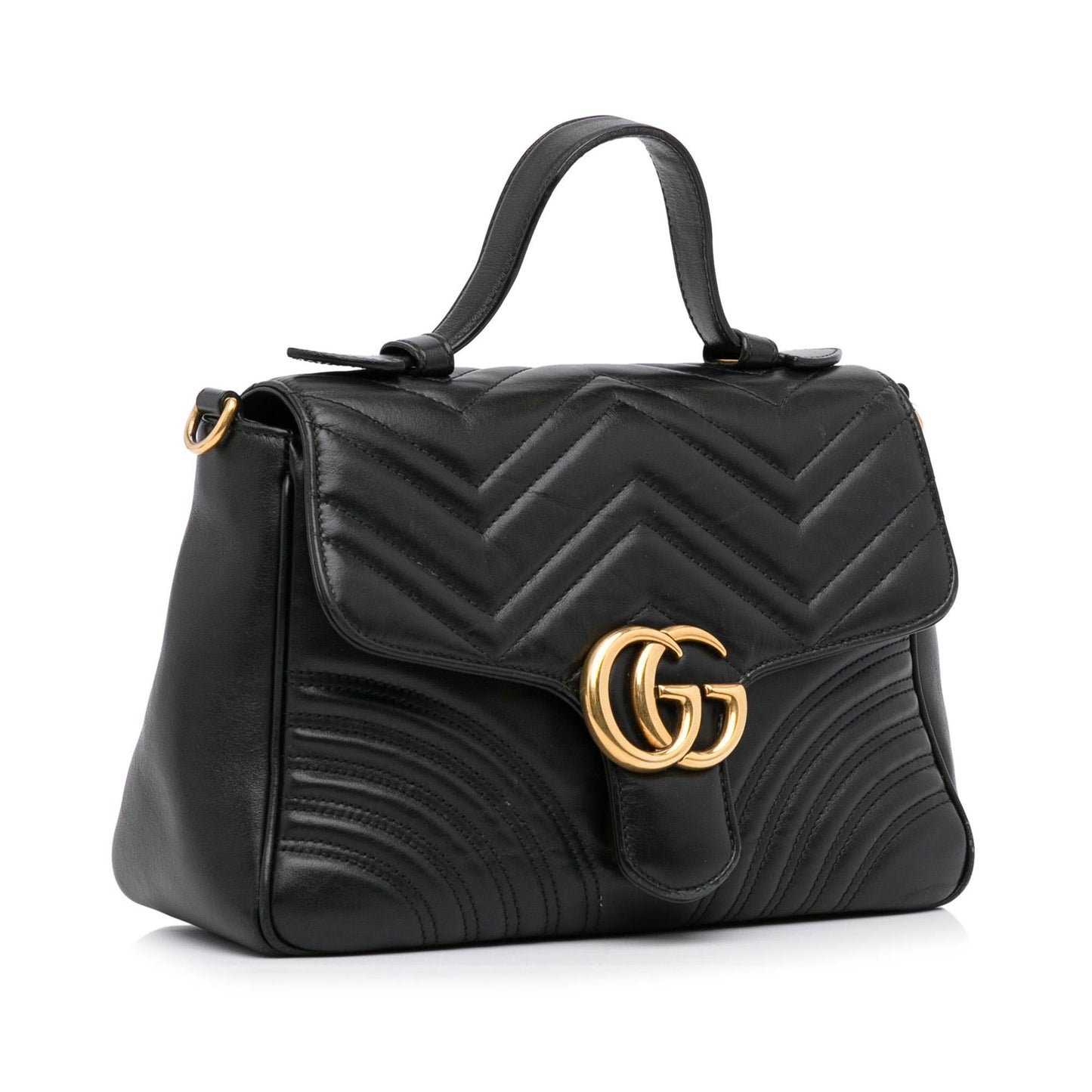 Gucci GG Marmont SHG-LN56gP Calf Black Satchel Bag