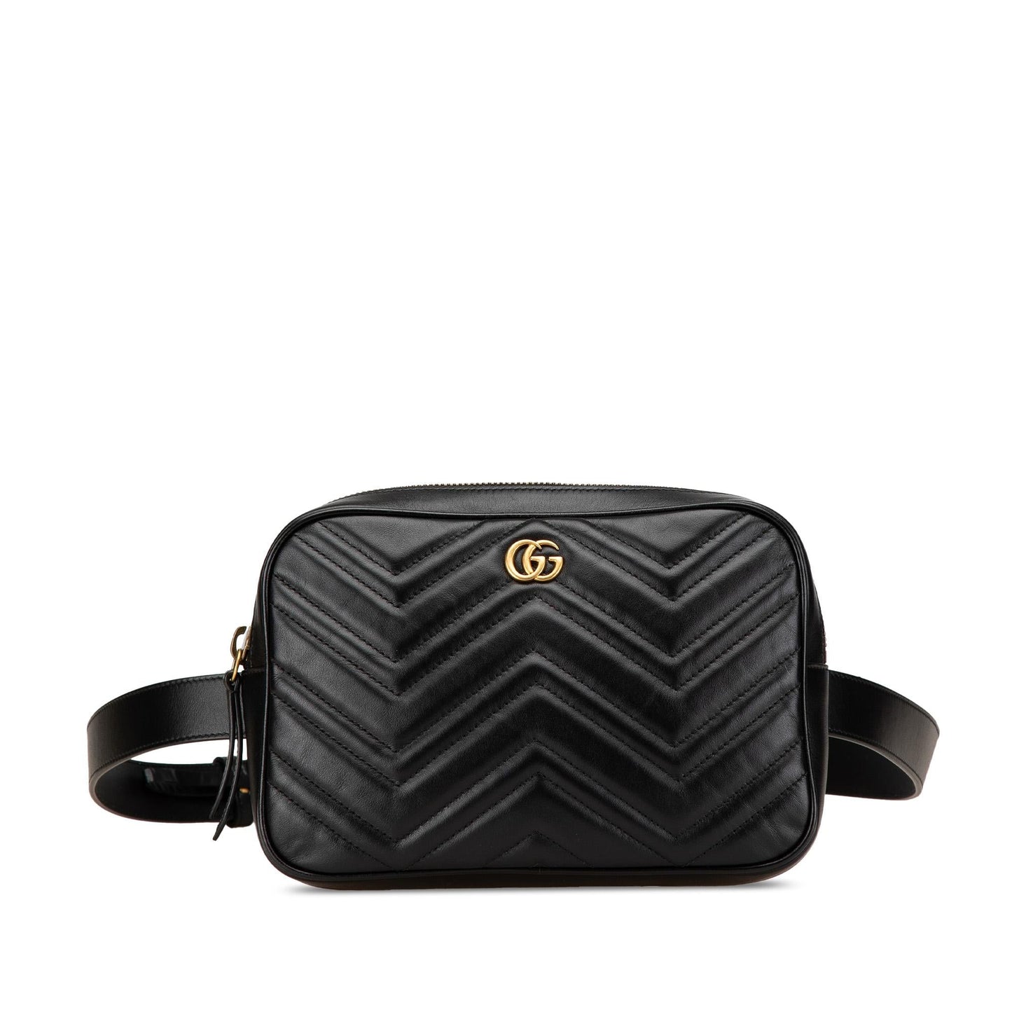 Gucci GG Marmont Square Belt Matelasse Leather Calf Black Accessory Bag 2