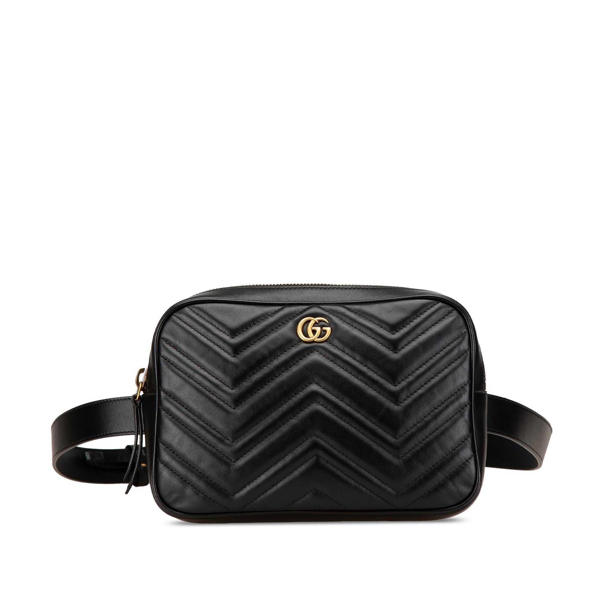 Gucci GG Marmont Square Belt Matelasse Leather Calf Black Accessory Bag 2