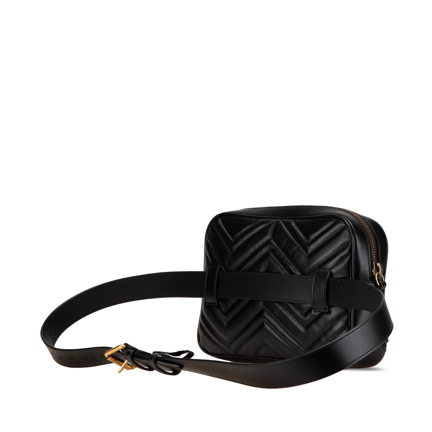 Gucci GG Marmont Square Belt Matelasse Leather Calf Black Accessory Bag 2
