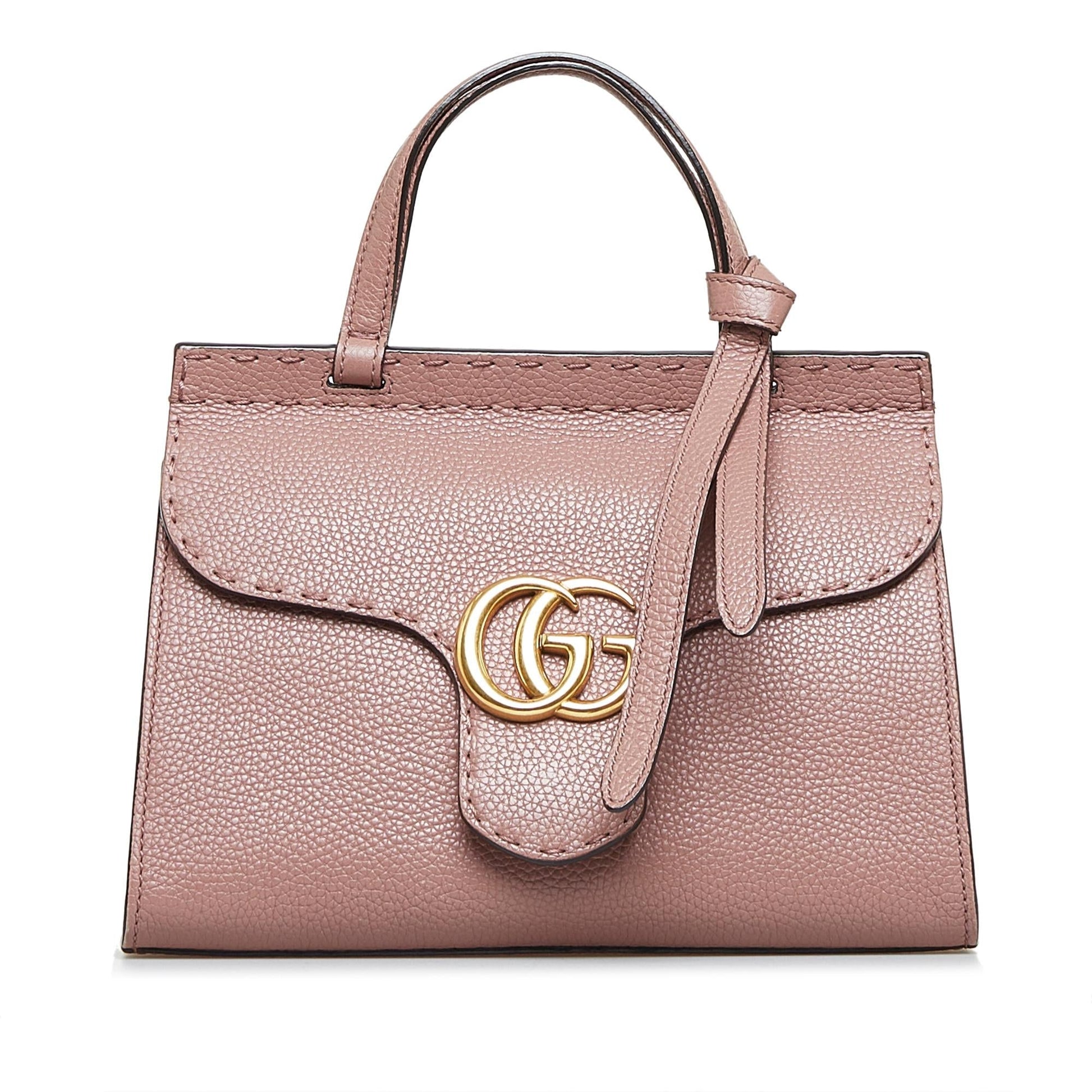 Gucci GG Marmont SHG-oUXOOS Calf Pink Top Handle Satchel Bag