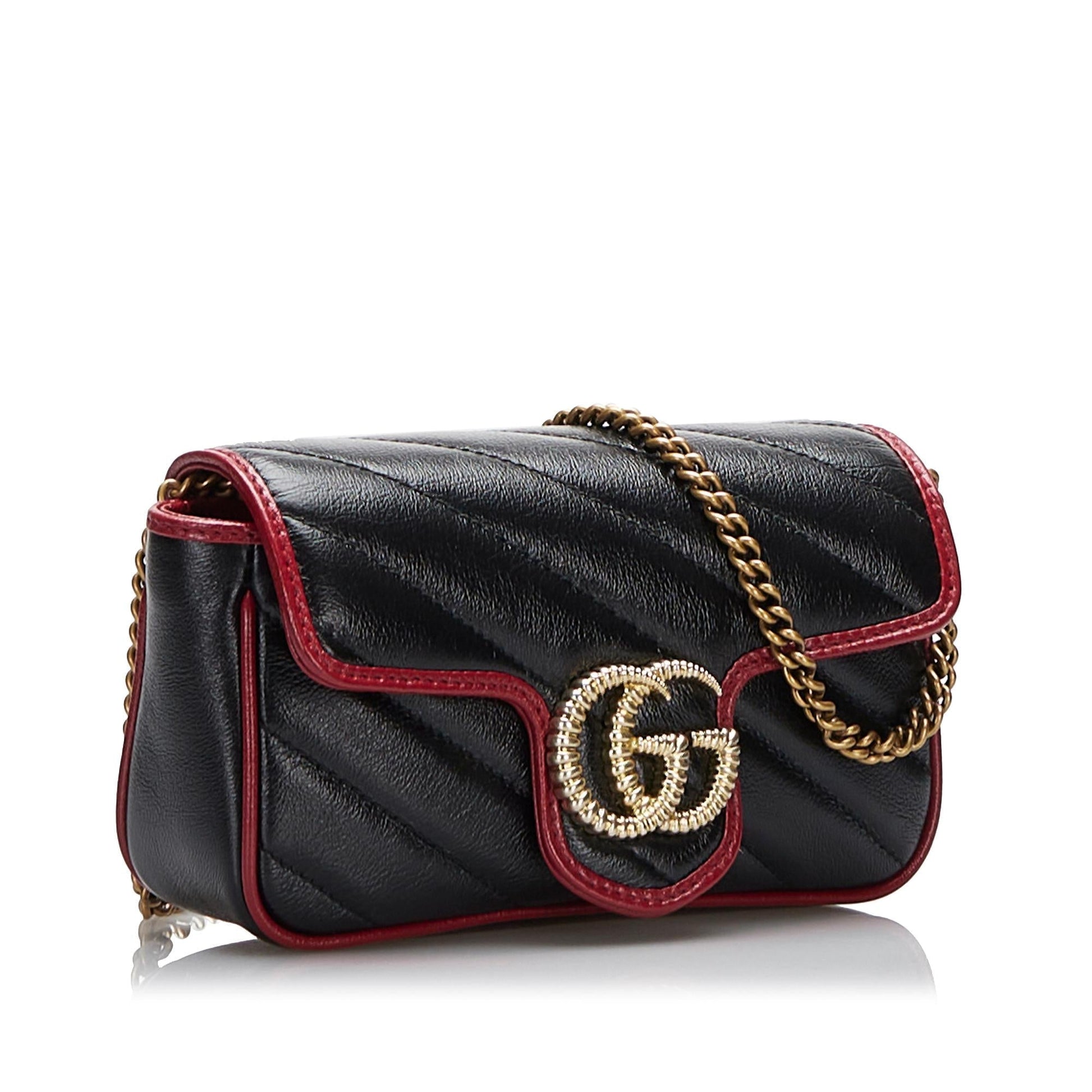 Gucci GG Marmont Torchon SHG-K8PklR Calf Black Crossbody Bag