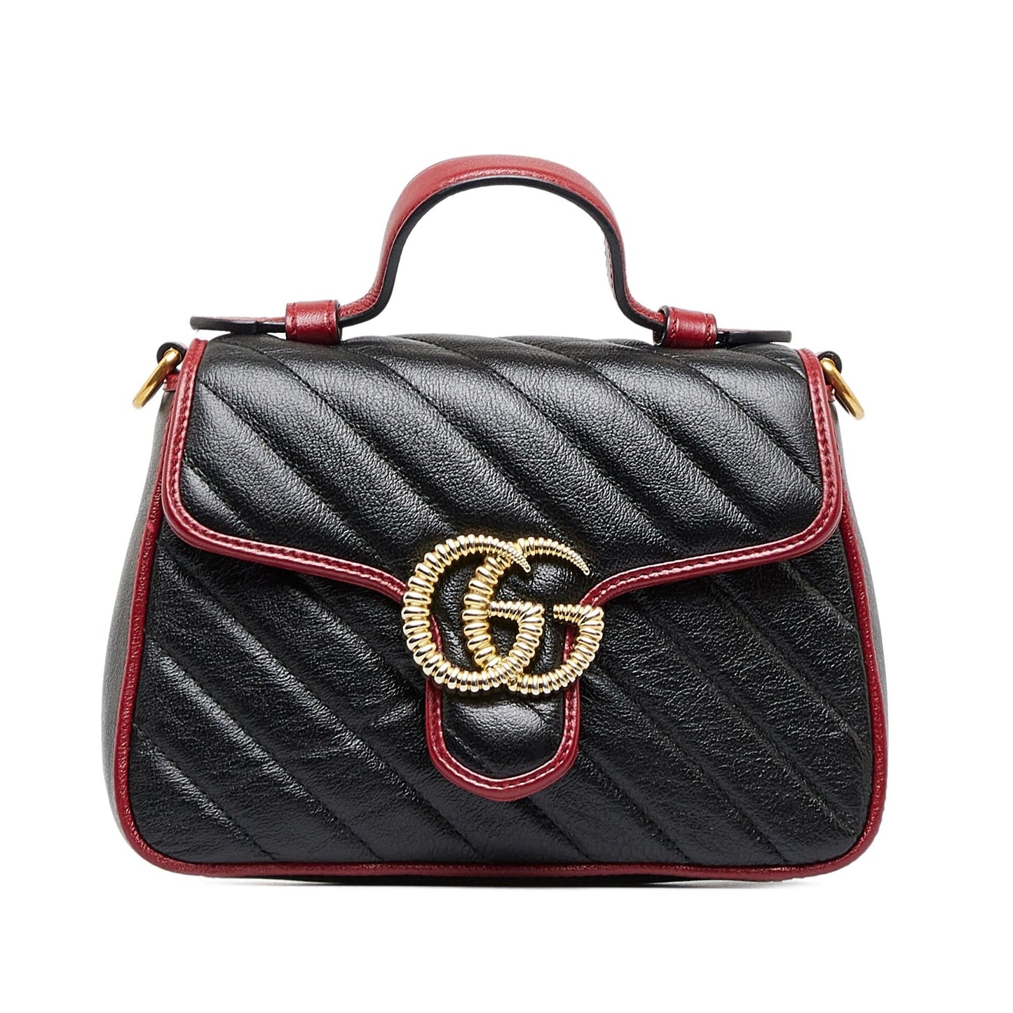 Gucci GG Marmont Torchon SHG-aTMmV7 Calf Black Red Satchel Bag