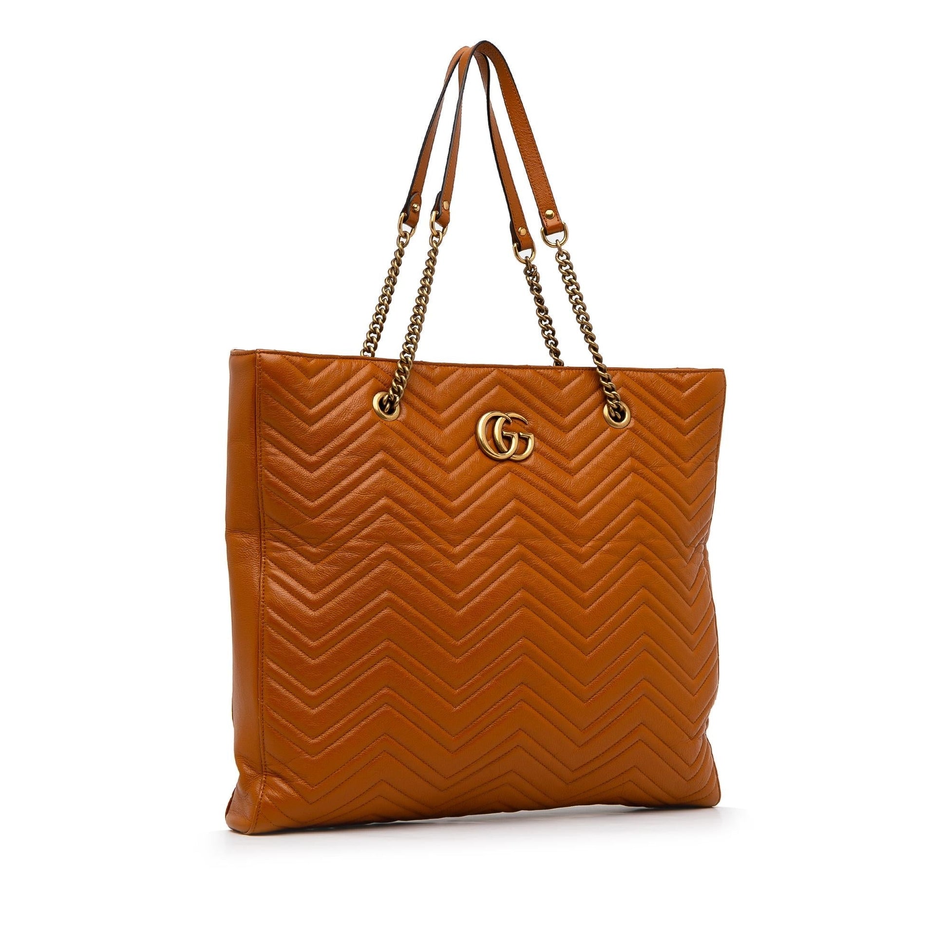 Gucci GG Marmont SHG-FRPQ3P Calf Orange Tote Bag