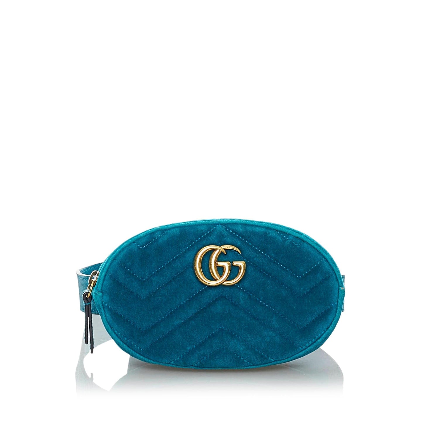 Gucci GG Marmont Velvet Belt SHG Blue Accessory