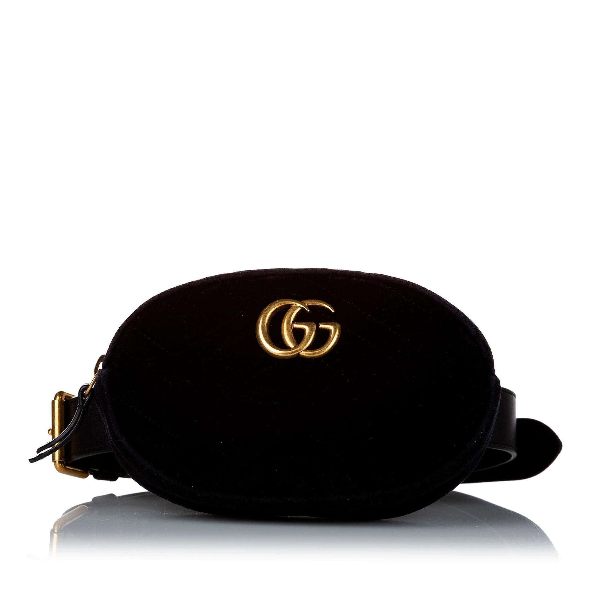 Gucci GG Marmont Velvet Belt SHG Calf Black Accessory