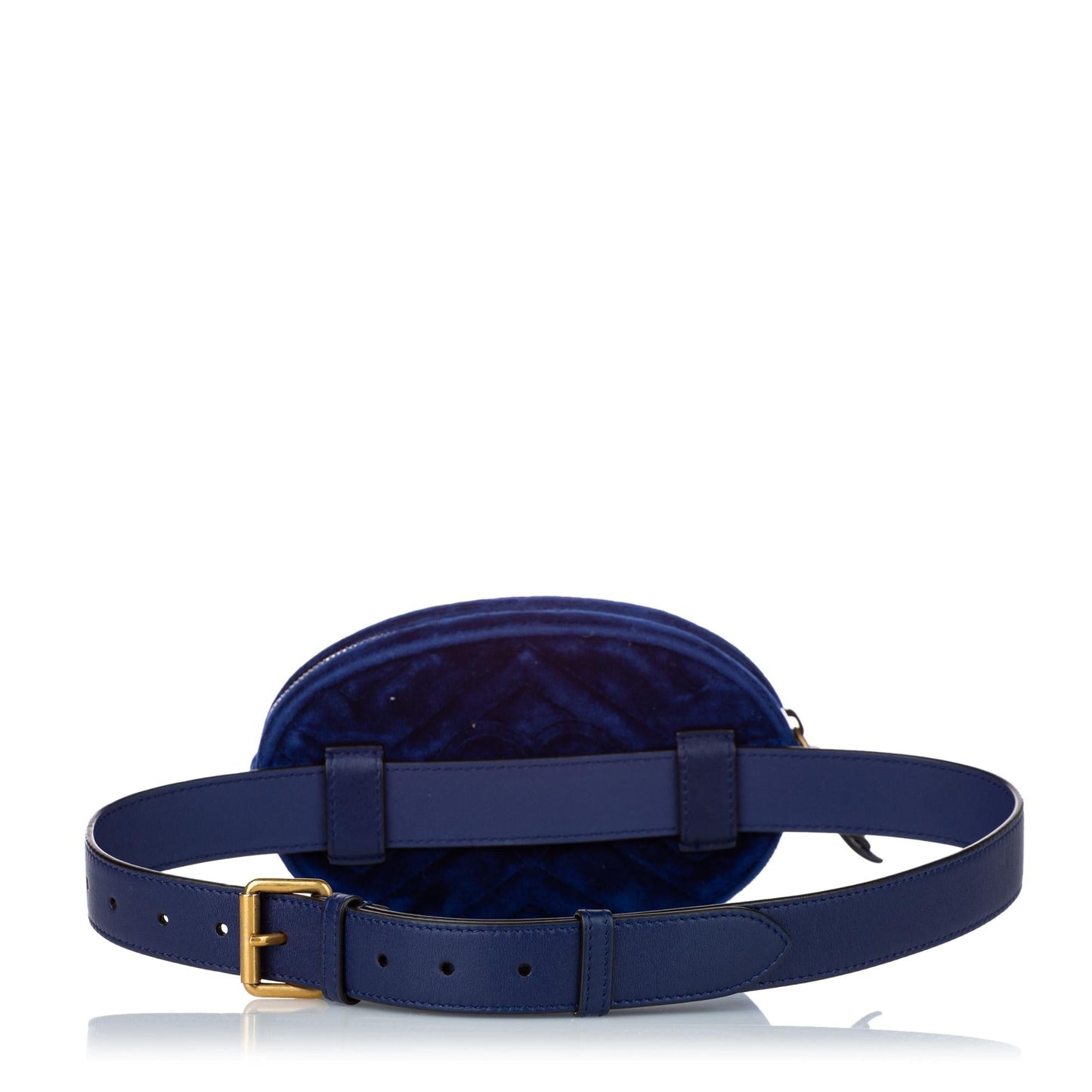 Gucci GG Marmont Velvet Belt SHG Calf Blue Accessory