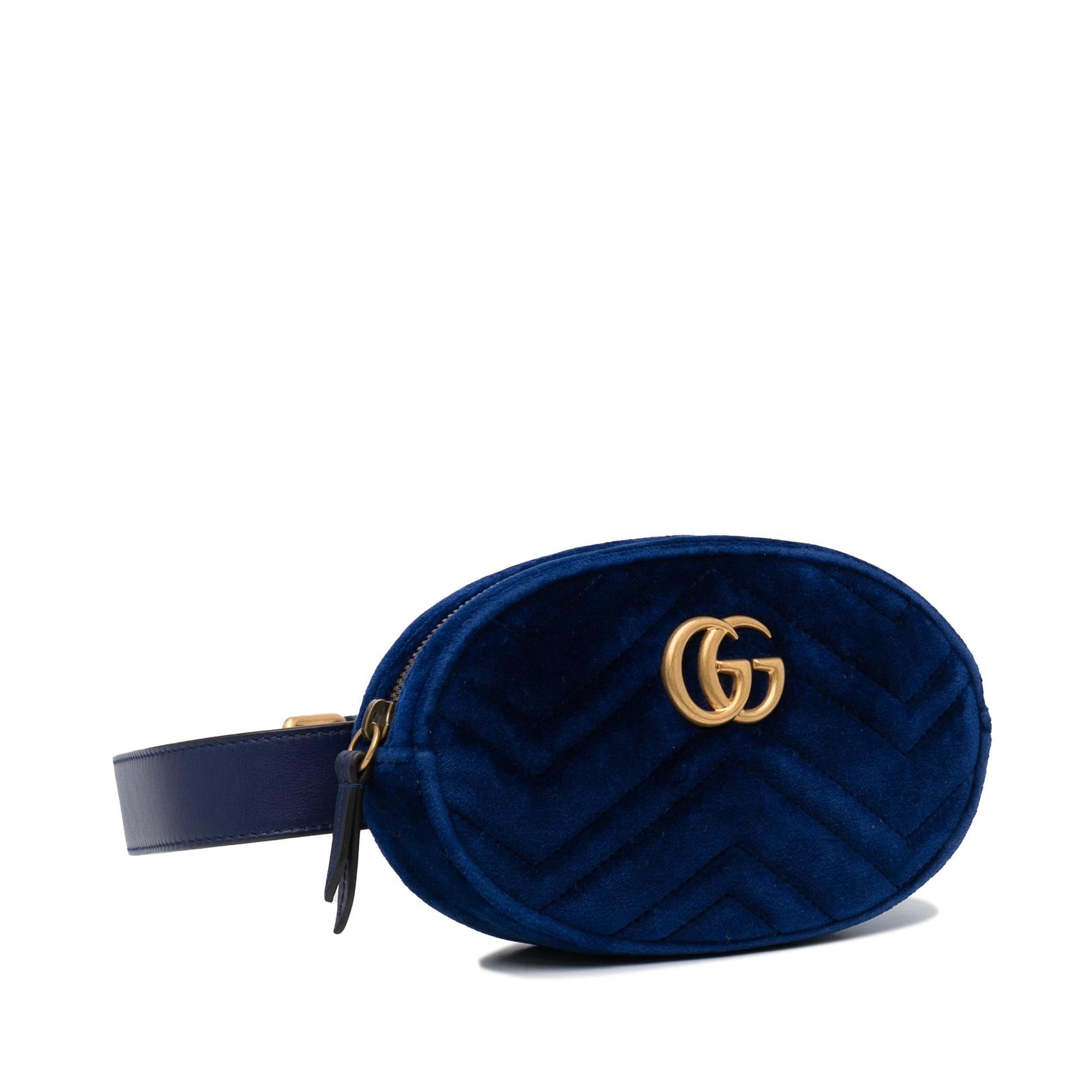 Gucci GG Marmont Velvet Belt SHG-SXEuAt Blue Accessory