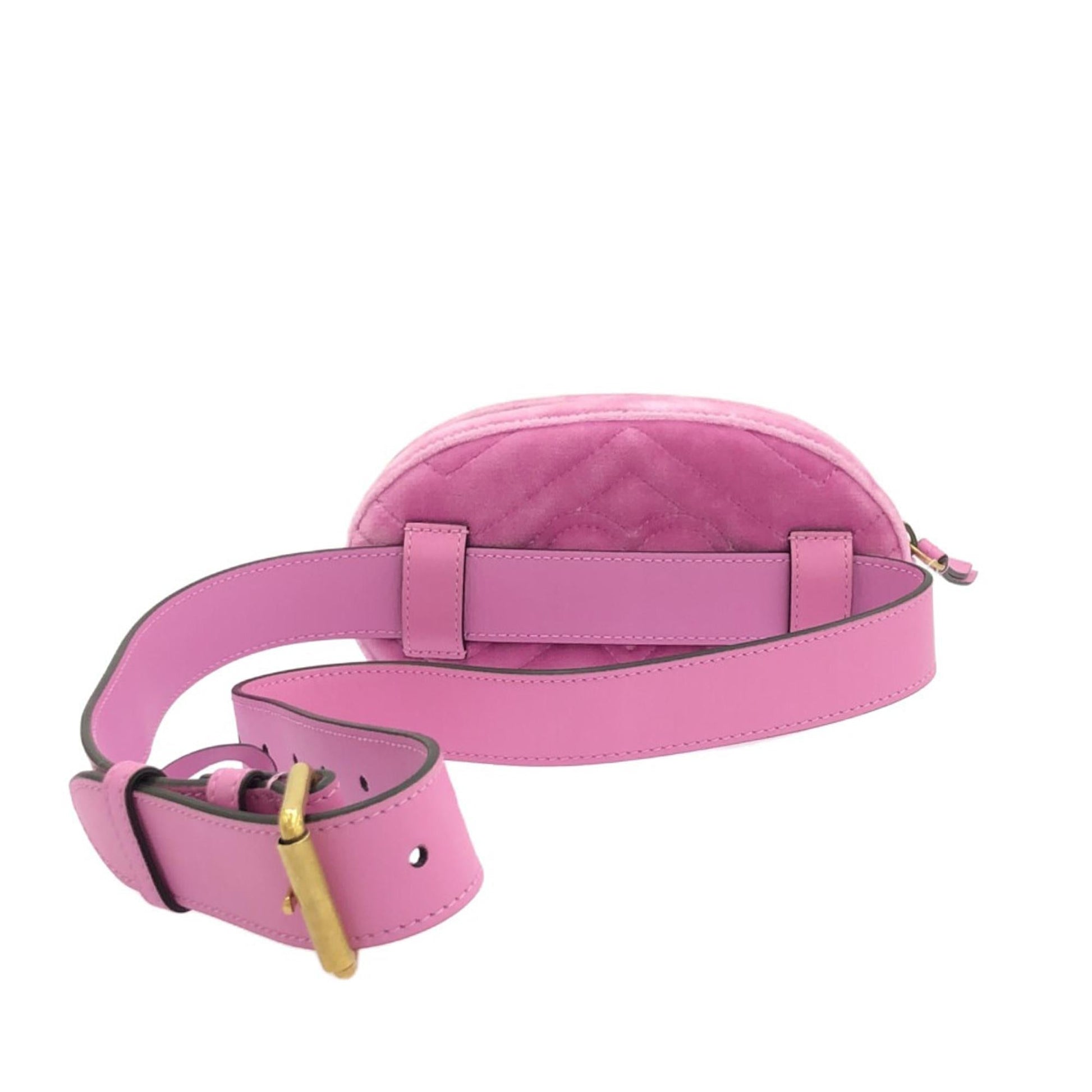 Gucci GG Marmont Velvet Belt SHG-wWuqKM Pink Accessory