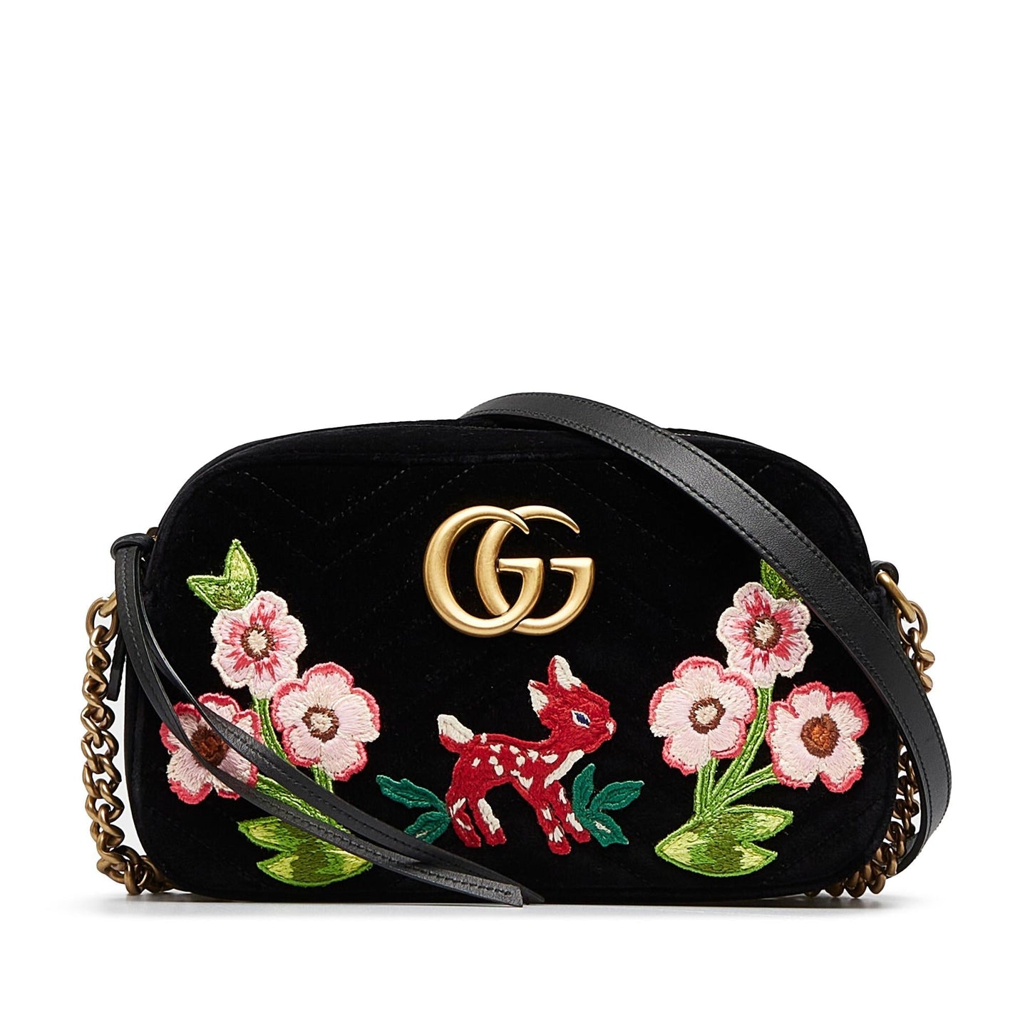 Gucci GG Marmont Velvet SHG-XEPO6u Calf Black Crossbody Bag