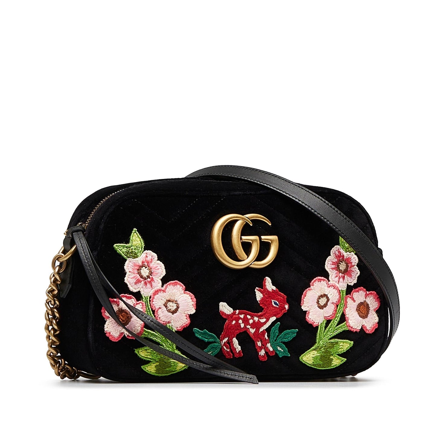 Gucci GG Marmont Velvet SHG-XEPO6u Calf Black Crossbody Bag