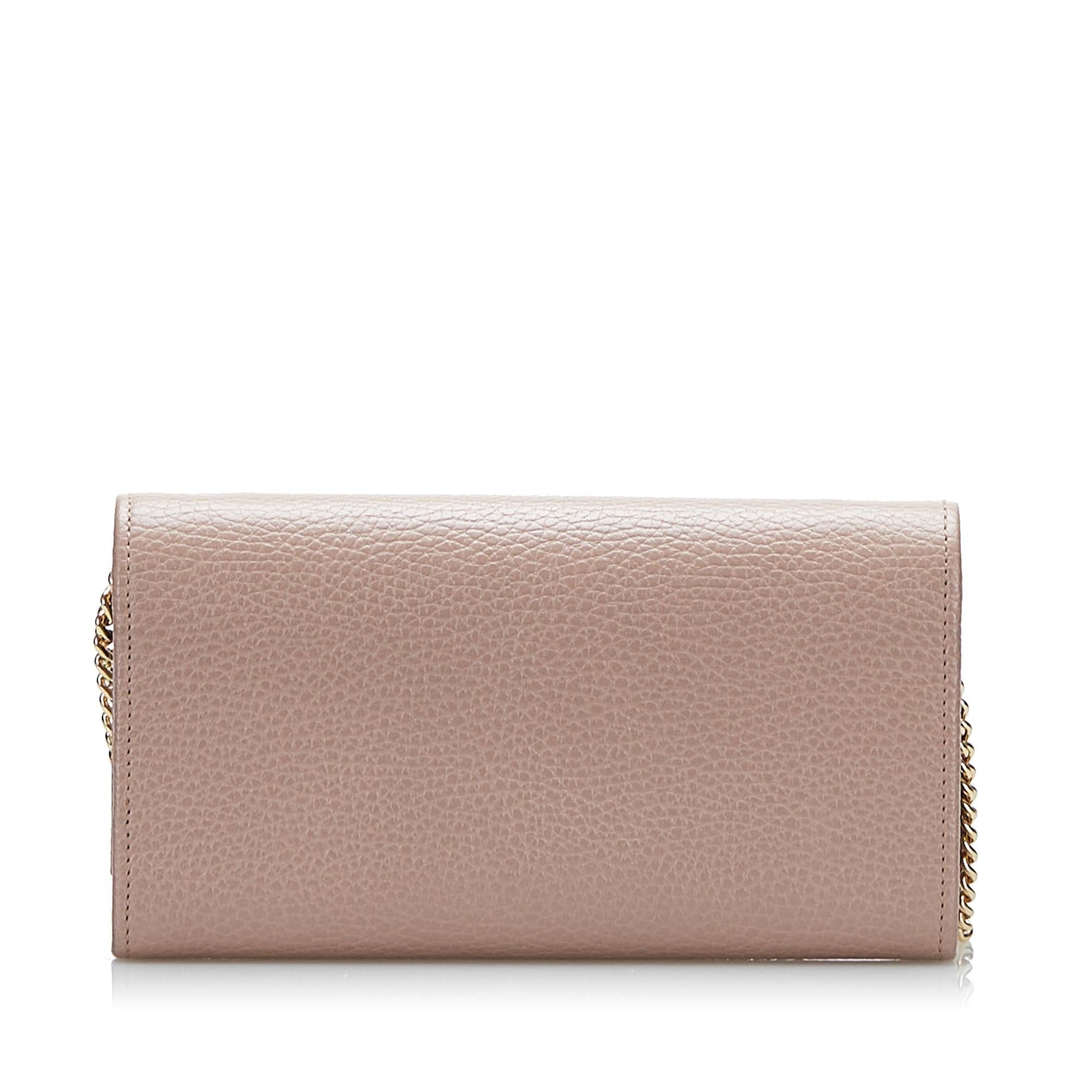 Gucci GG Marmont Wallet On SHG-pVuxwu Calf Pink Chain Crossbody Bag