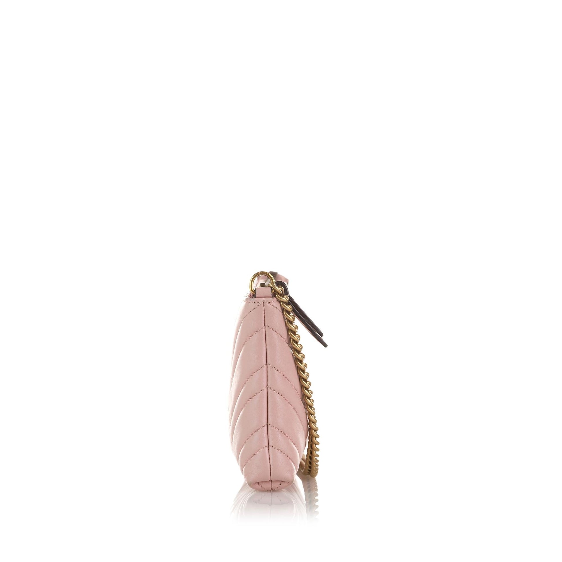 Gucci GG Marmont Wallet On SHG-UAct0H Calf Pink Chain Crossbody Bag