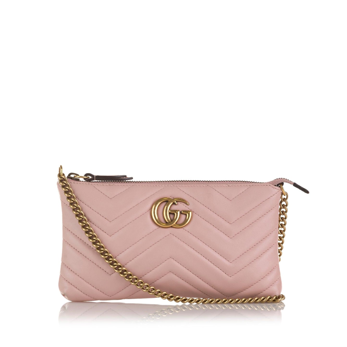 Gucci GG Marmont Wallet On SHG-UAct0H Calf Pink Chain Crossbody Bag
