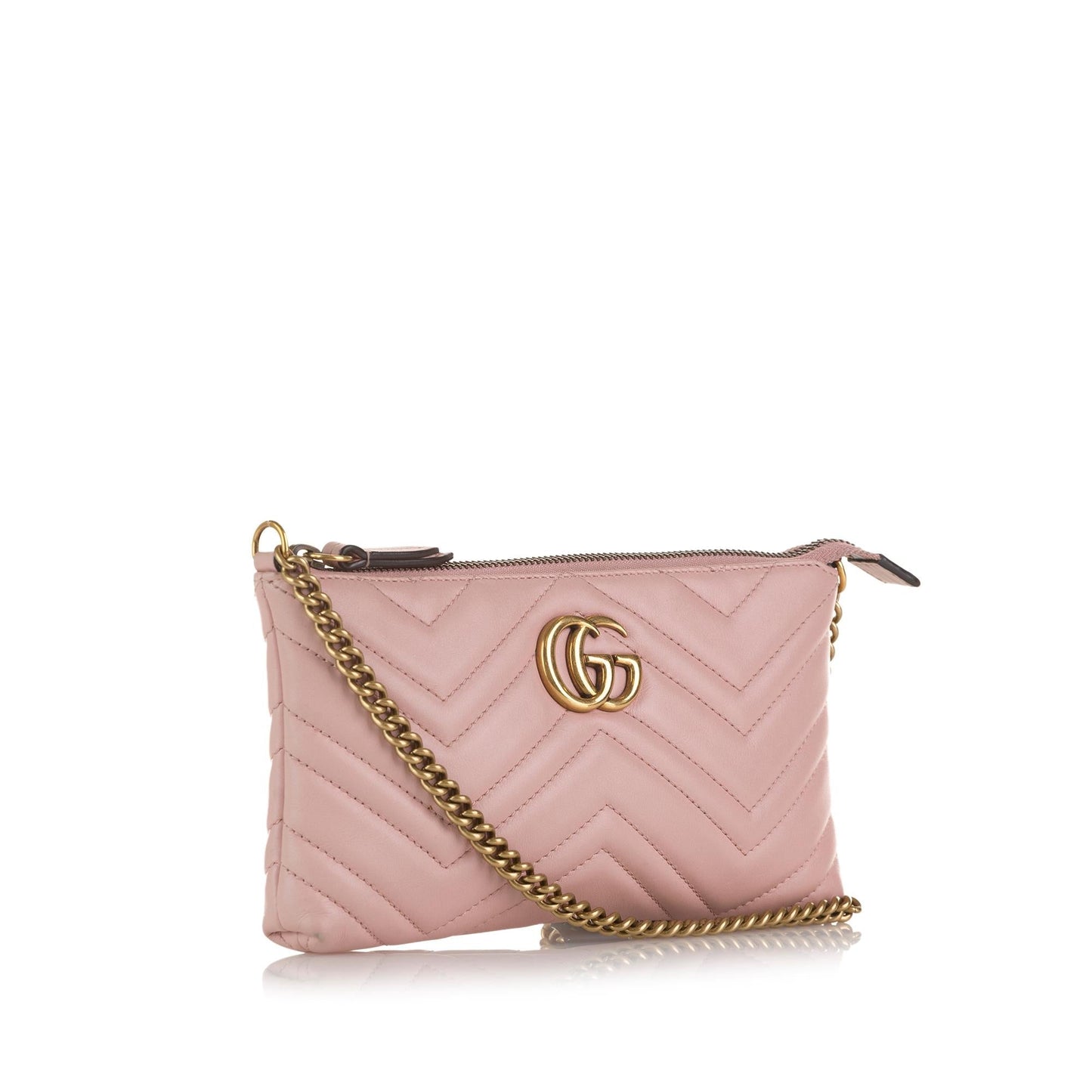 Gucci GG Marmont Wallet On SHG-UAct0H Calf Pink Chain Crossbody Bag